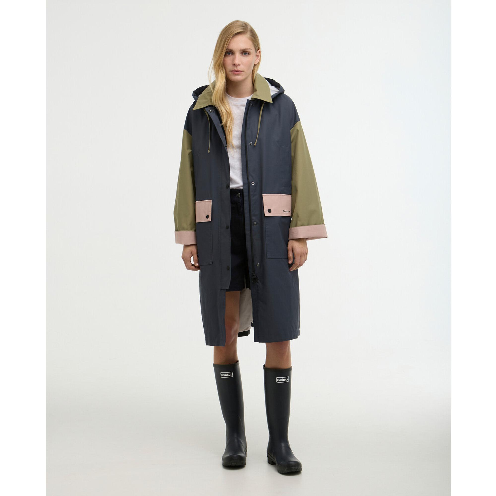 Barbour レディース36 ミドル丈 Barbour Women's Blearigg Showerproof Jacket - Dusk Grey/Gardenia