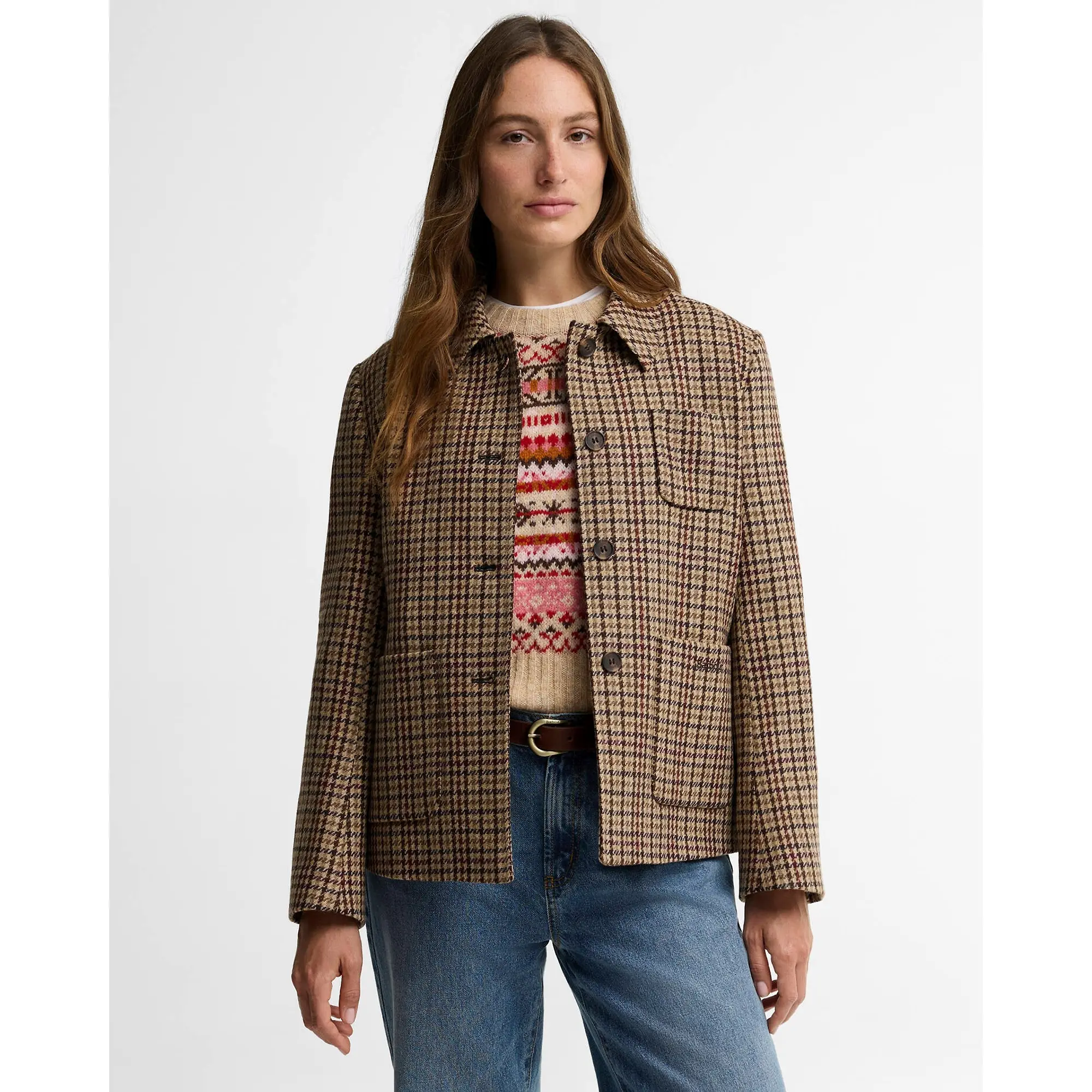 Product image 2 of 6 of Barbour Women's Austen Wool Tailored Jacket - Classic Beige Check
