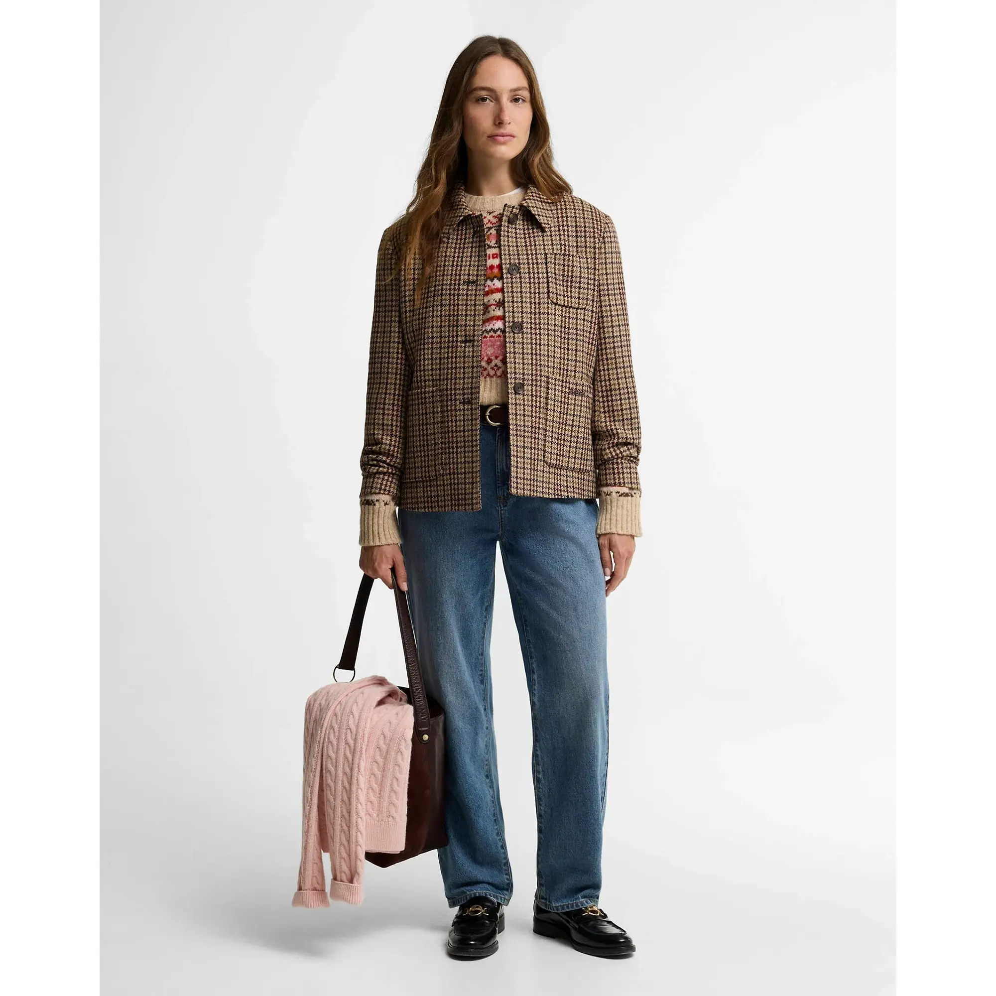 Product image 3 of 6 of Barbour Women's Austen Wool Tailored Jacket - Classic Beige Check