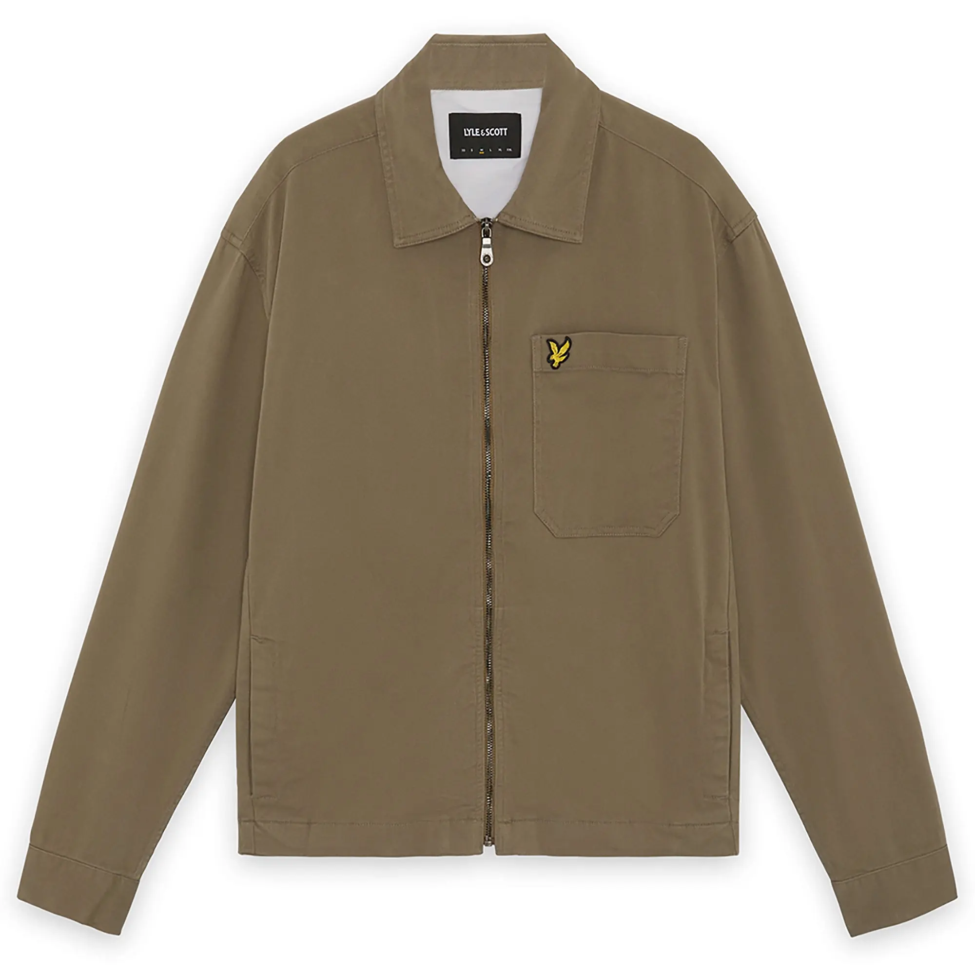 Product image 1 of 6 of Lyle & Scott Men's Enzyme Wash Zip Through Overshirt - Khaki Ash