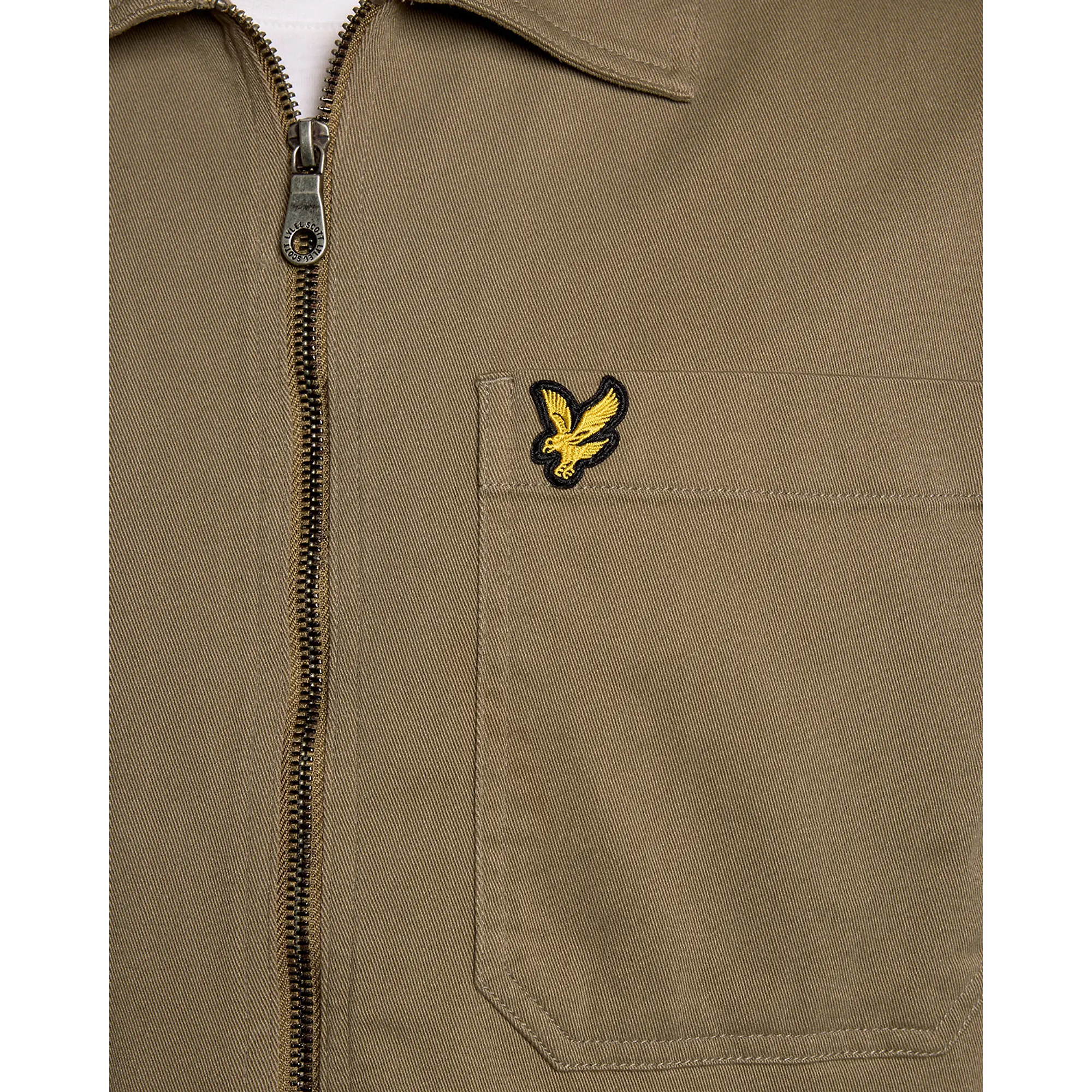 Product image 6 of 6 of Lyle & Scott Men's Enzyme Wash Zip Through Overshirt - Khaki Ash
