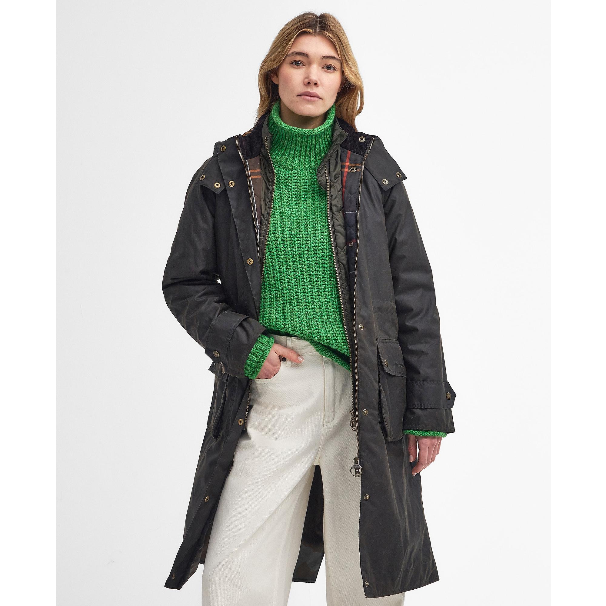 Barbour Women's Long Cannich Wax Jacket - Olive | British Attire
