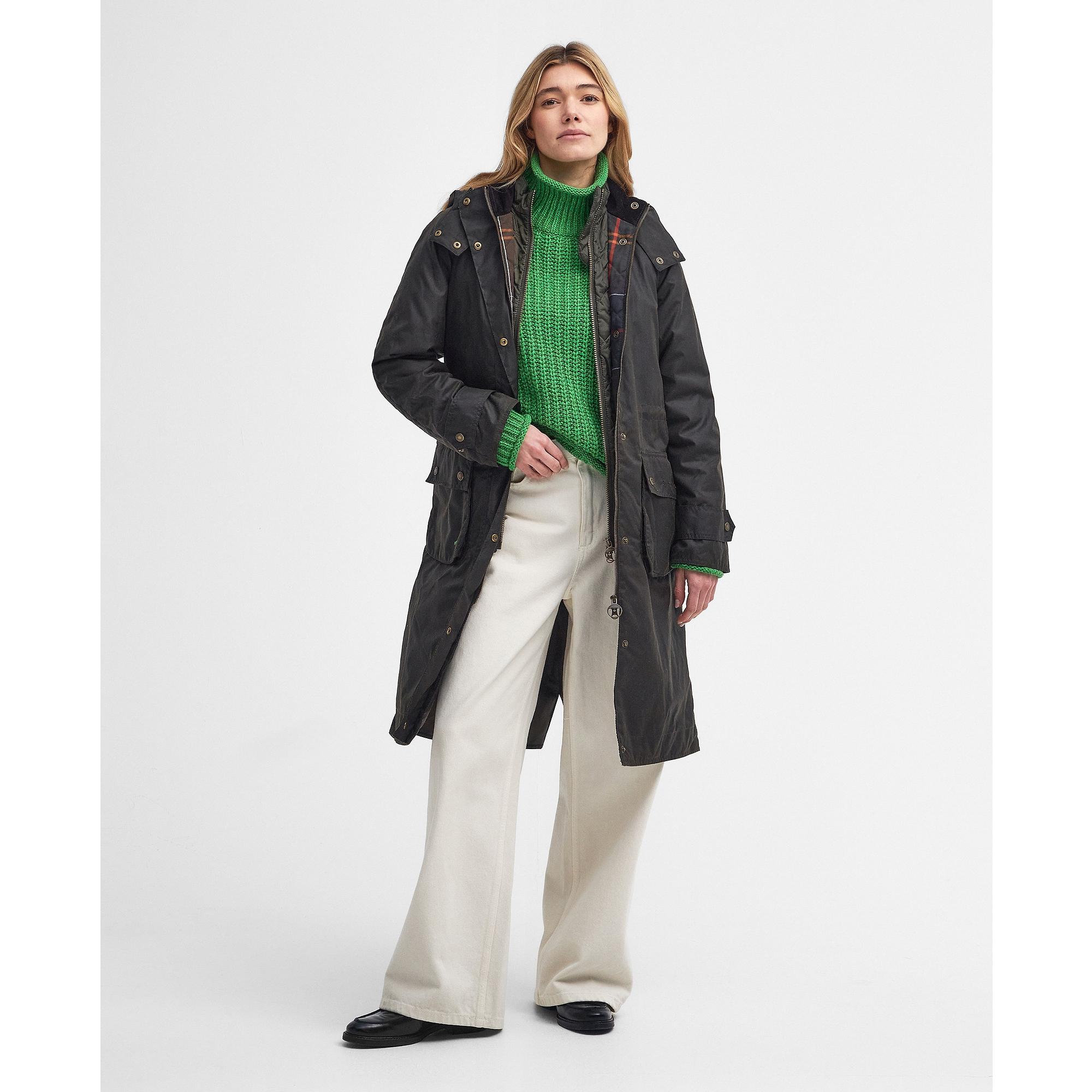 Barbour Women's Long Cannich Wax Jacket - Olive | British Attire