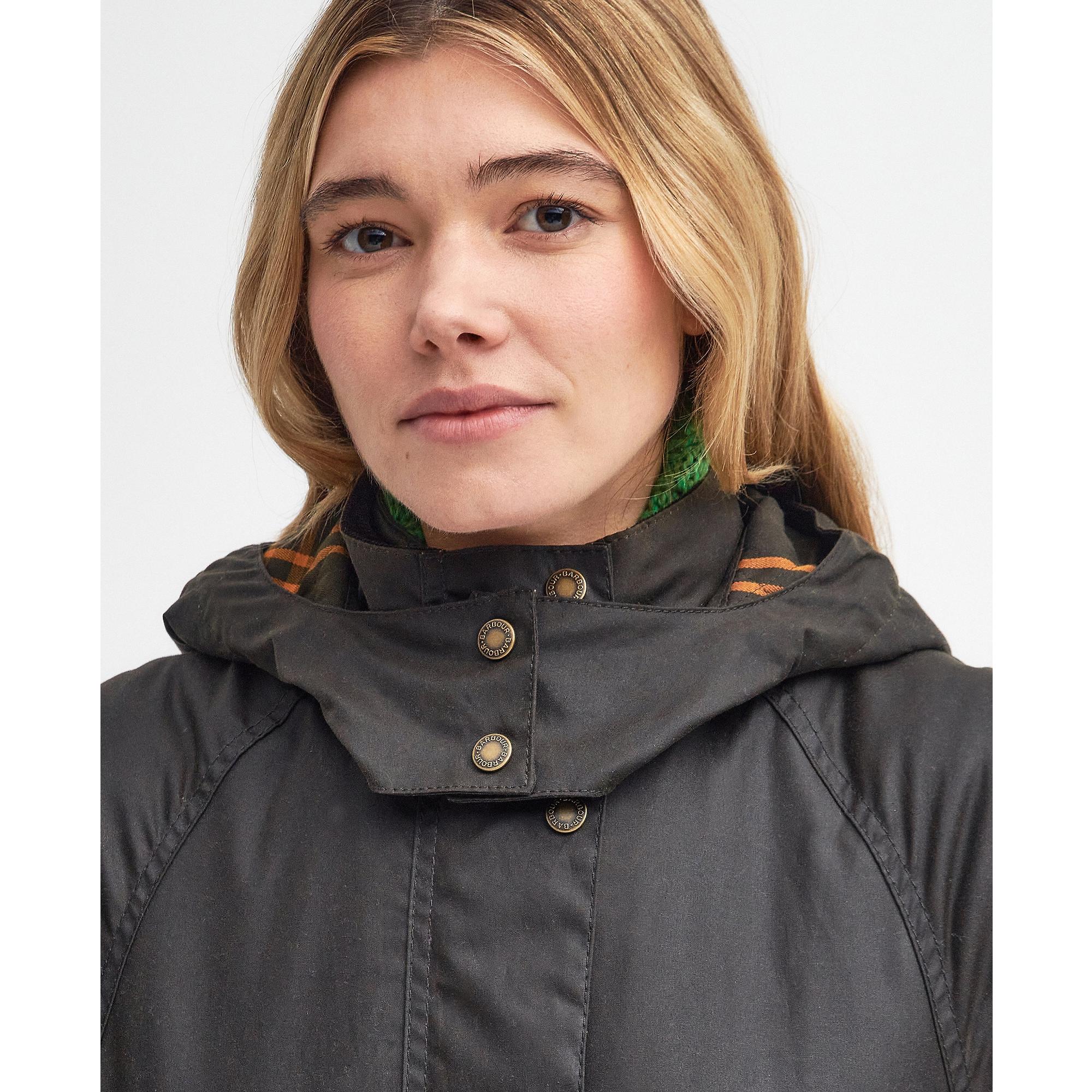 Barbour Women's Long Cannich Wax Jacket - Olive | British Attire