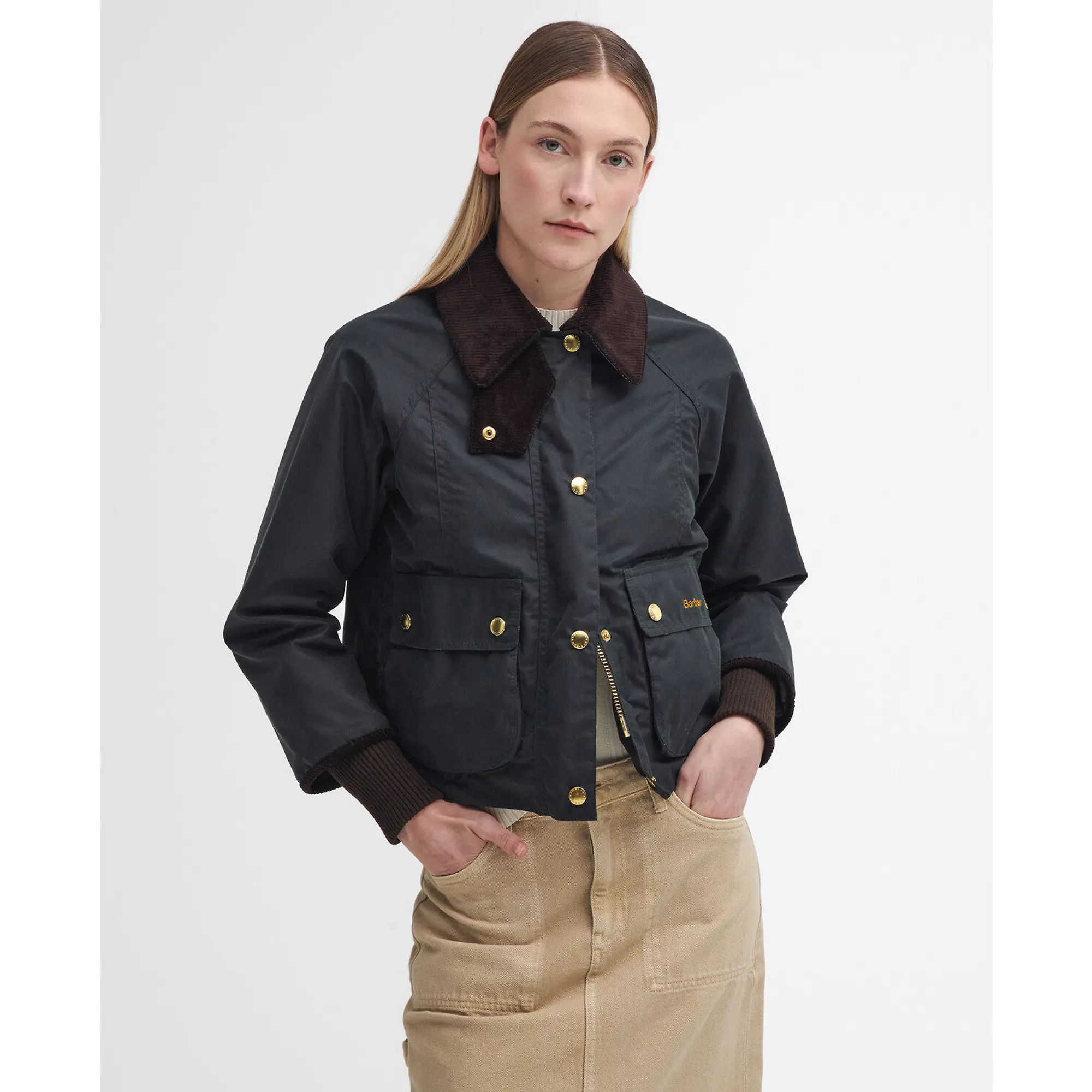 Product image 2 of 9 of Barbour Women's Cropped Beadnell Wax Jacket - Sage/Ancient