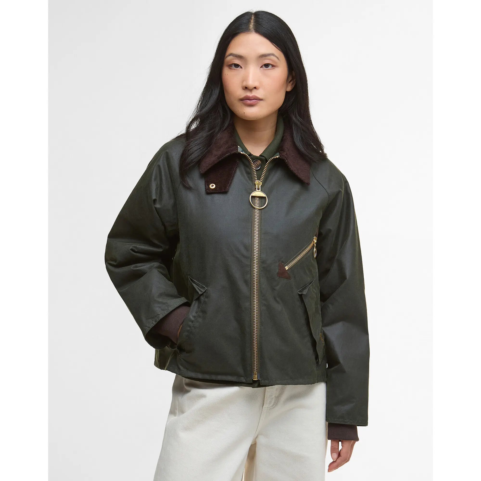 Product image 2 of 7 of Barbour Women's Arlene Wax Jacket - Fern/Ancient Tartan