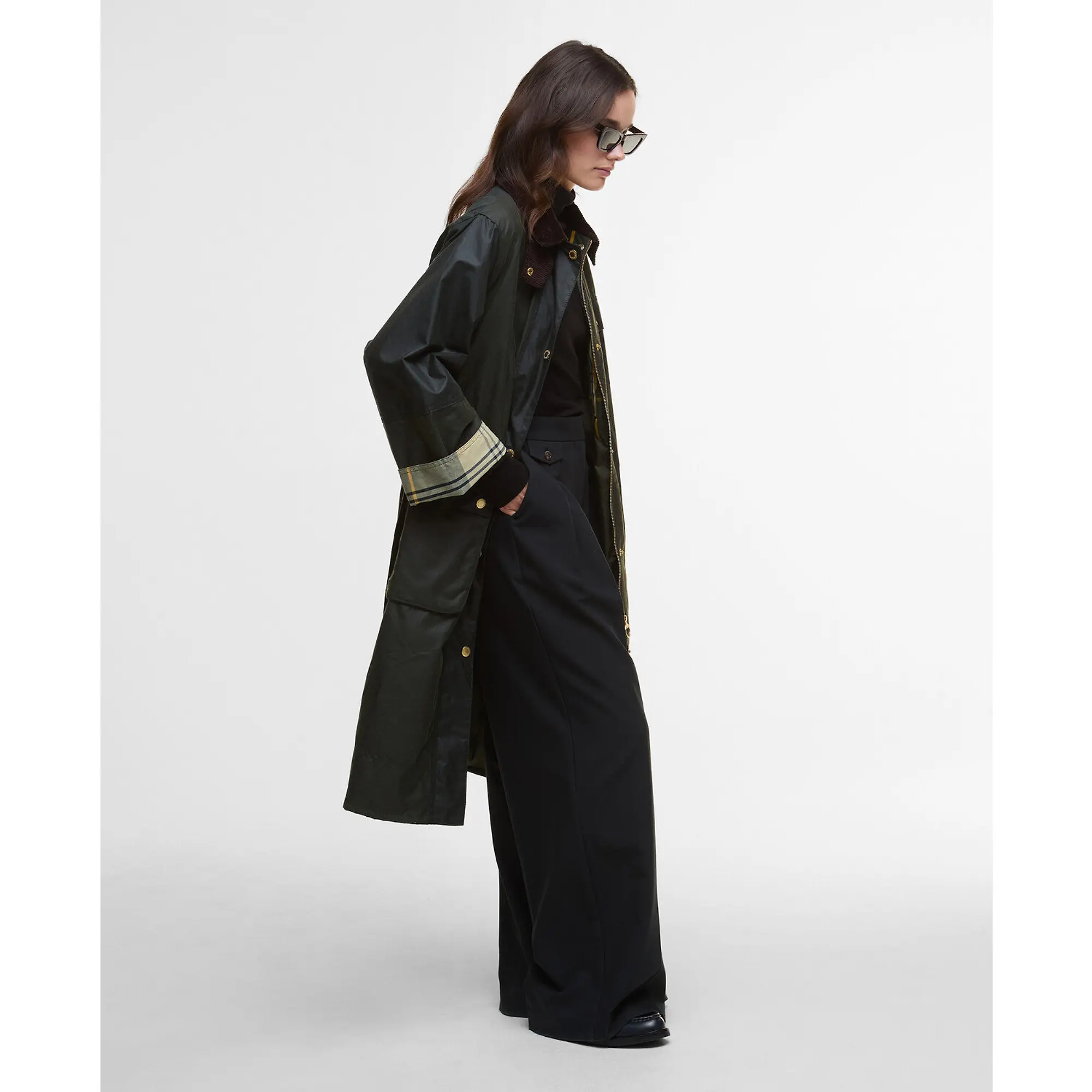 Product image 3 of 8 of Barbour Women's Milda Waxed Trench Coat - Fern/Sage/Ancient Tartan