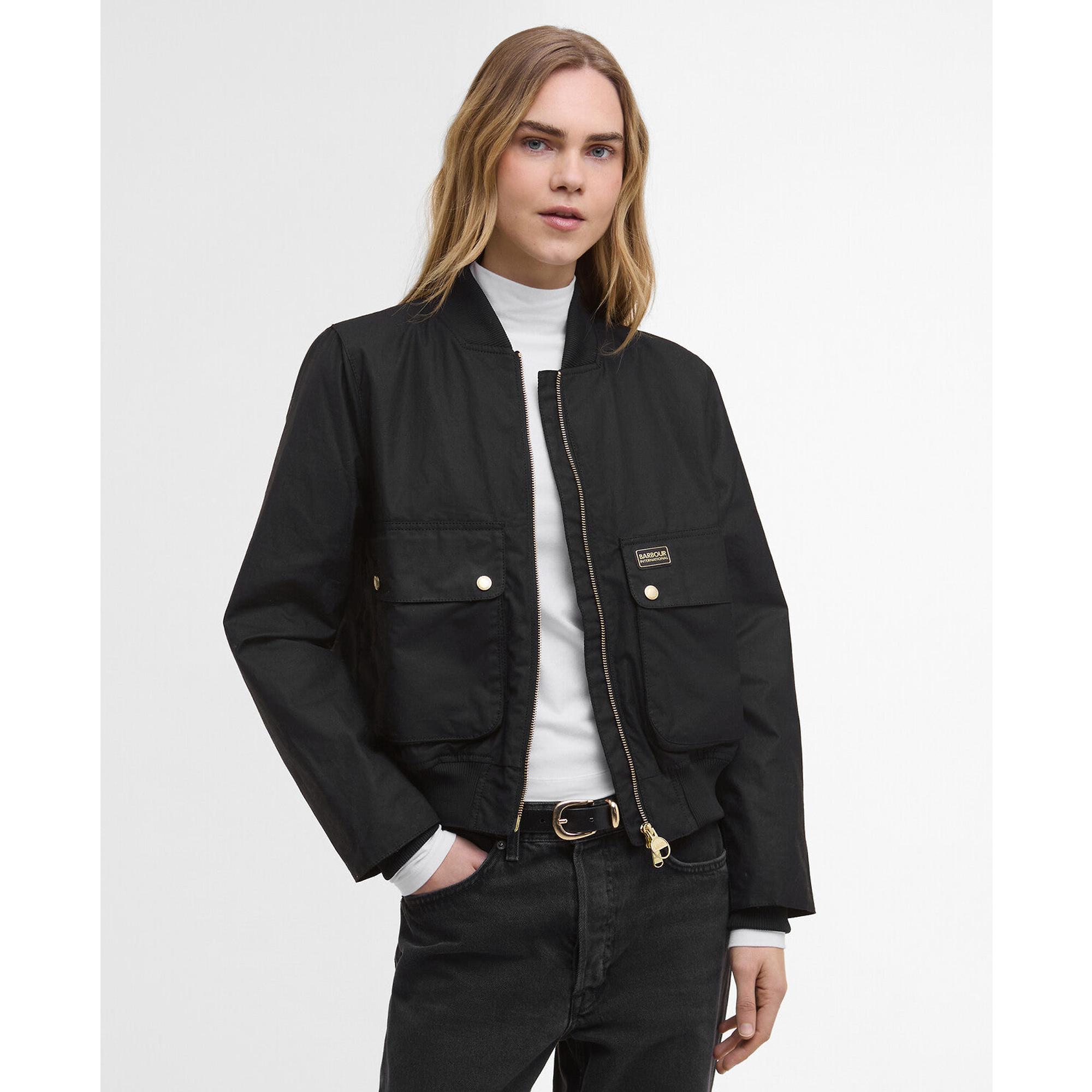 Barbour International Women's Patsy Wax Bomber Jacket - Black