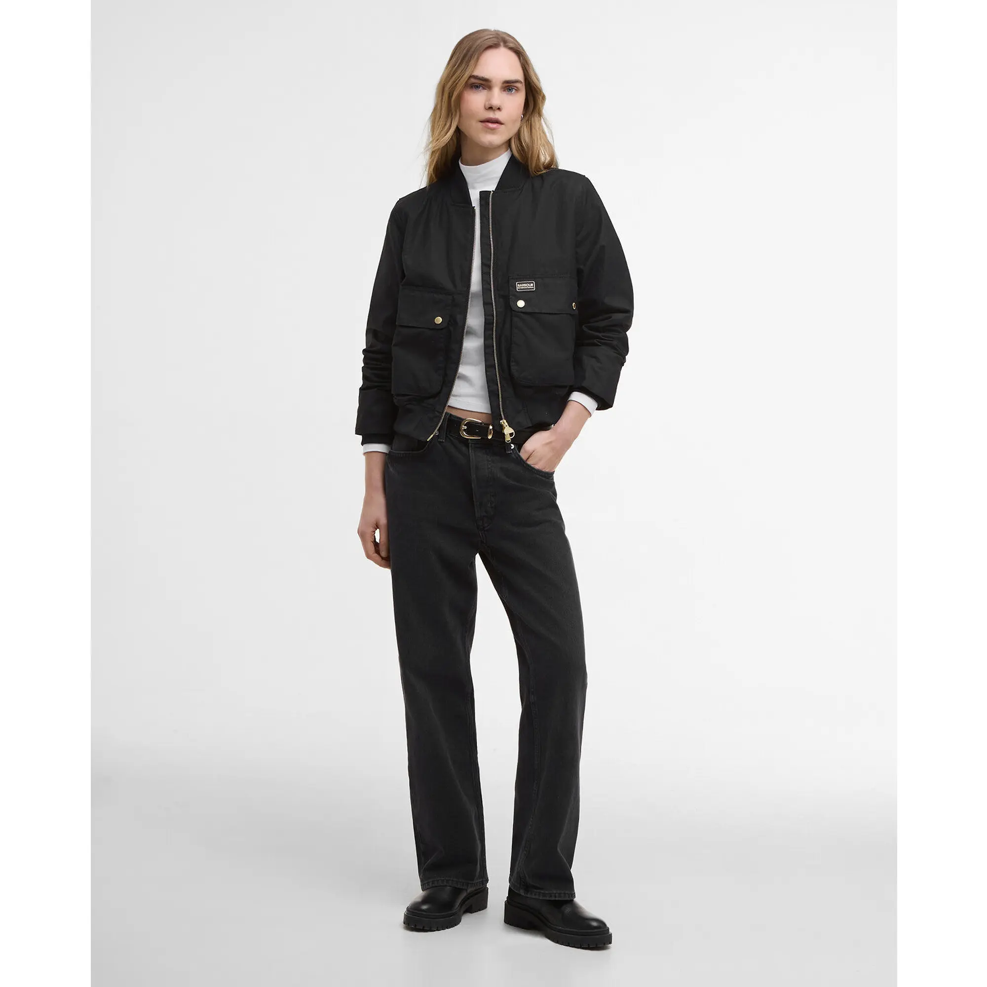 Product image 3 of 7 of Barbour International Women's Patsy Wax Bomber Jacket - Black
