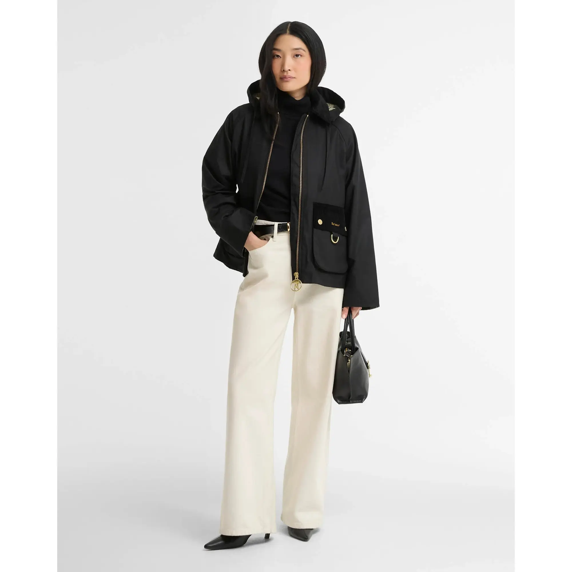 Product image 3 of 7 of Barbour Women's Carville Waxed Jacket - Black / Ancient