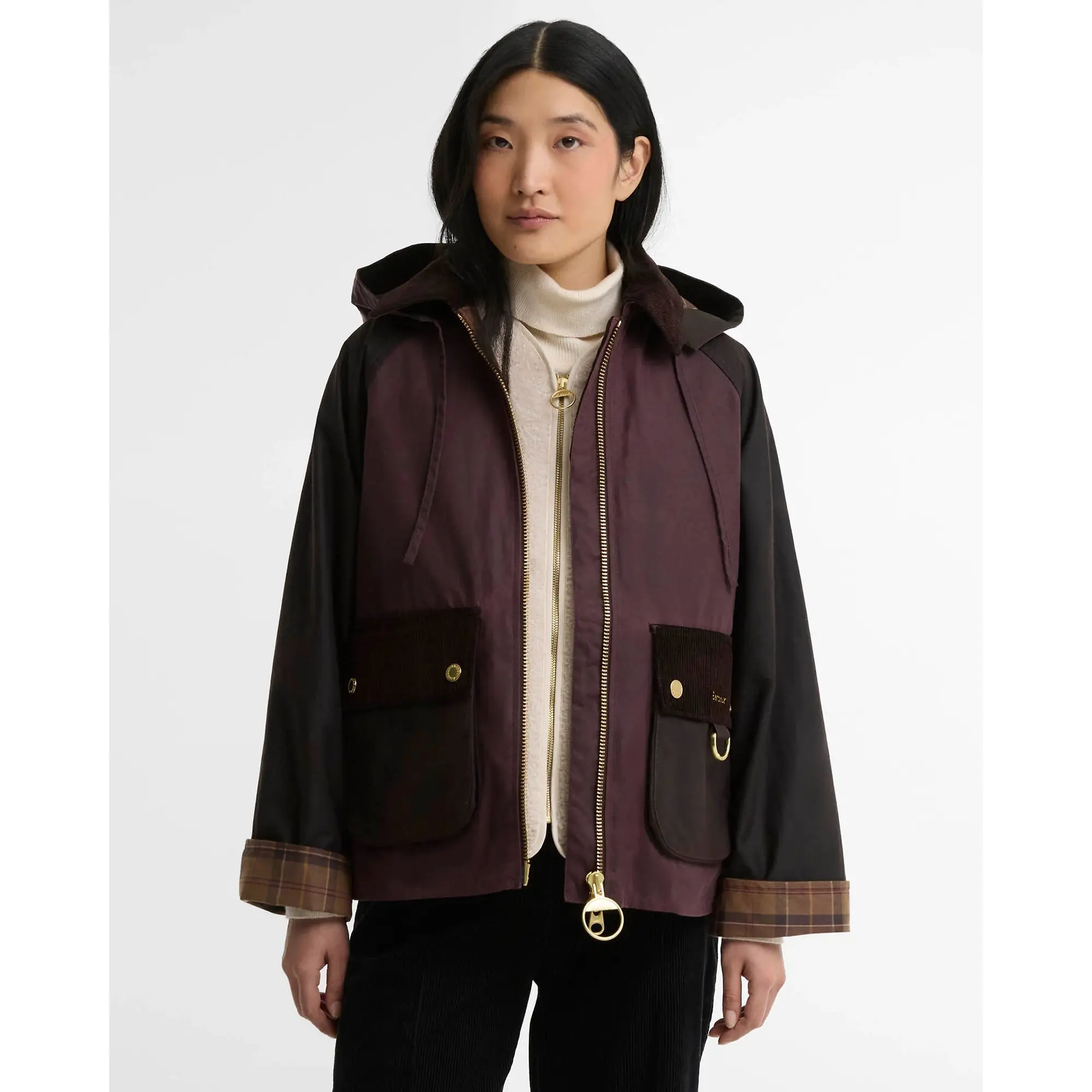 Product image 2 of 7 of Barbour Women's Carville Waxed Jacket - Rustic / Bordeaux / Muted