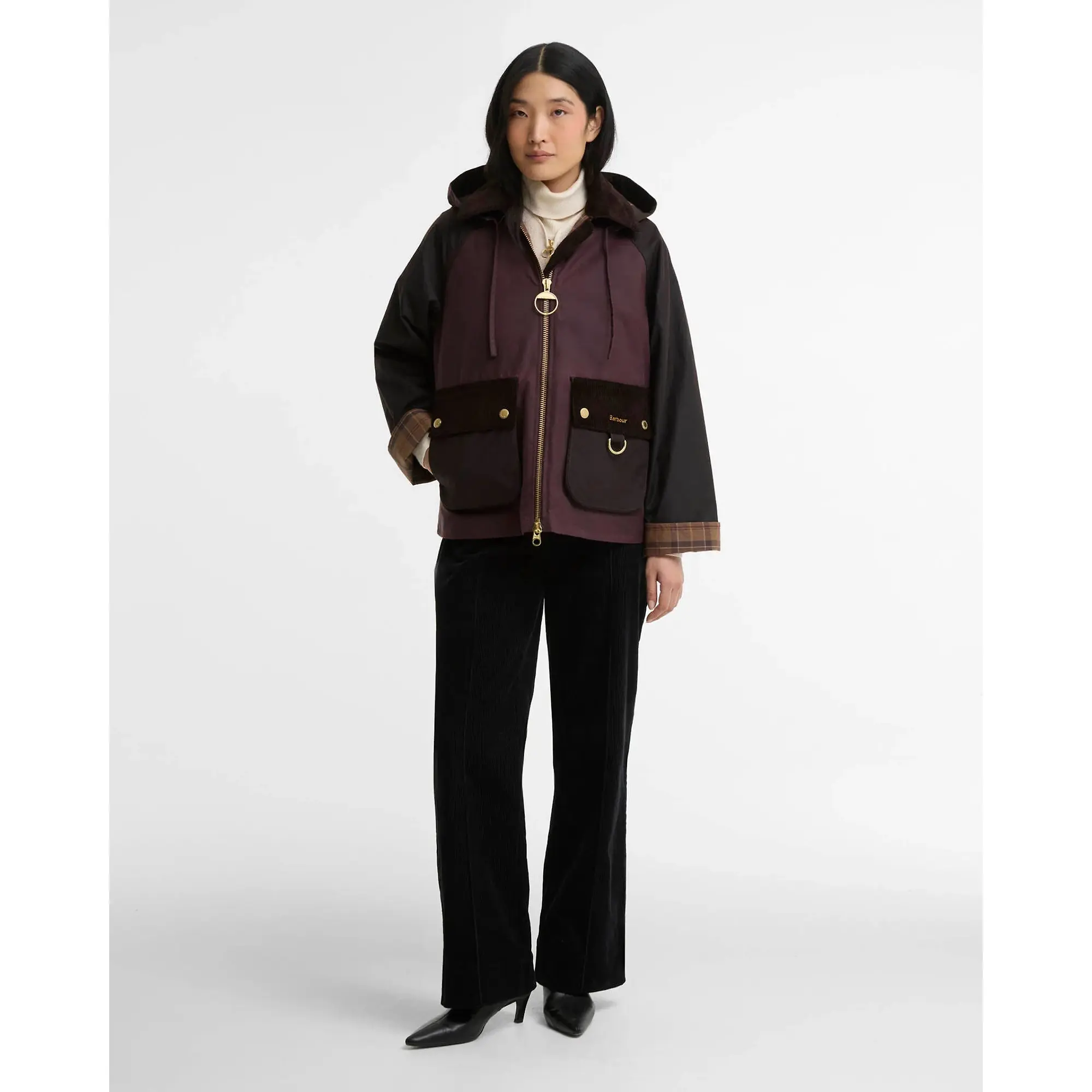 Product image 3 of 7 of Barbour Women's Carville Waxed Jacket - Rustic / Bordeaux / Muted