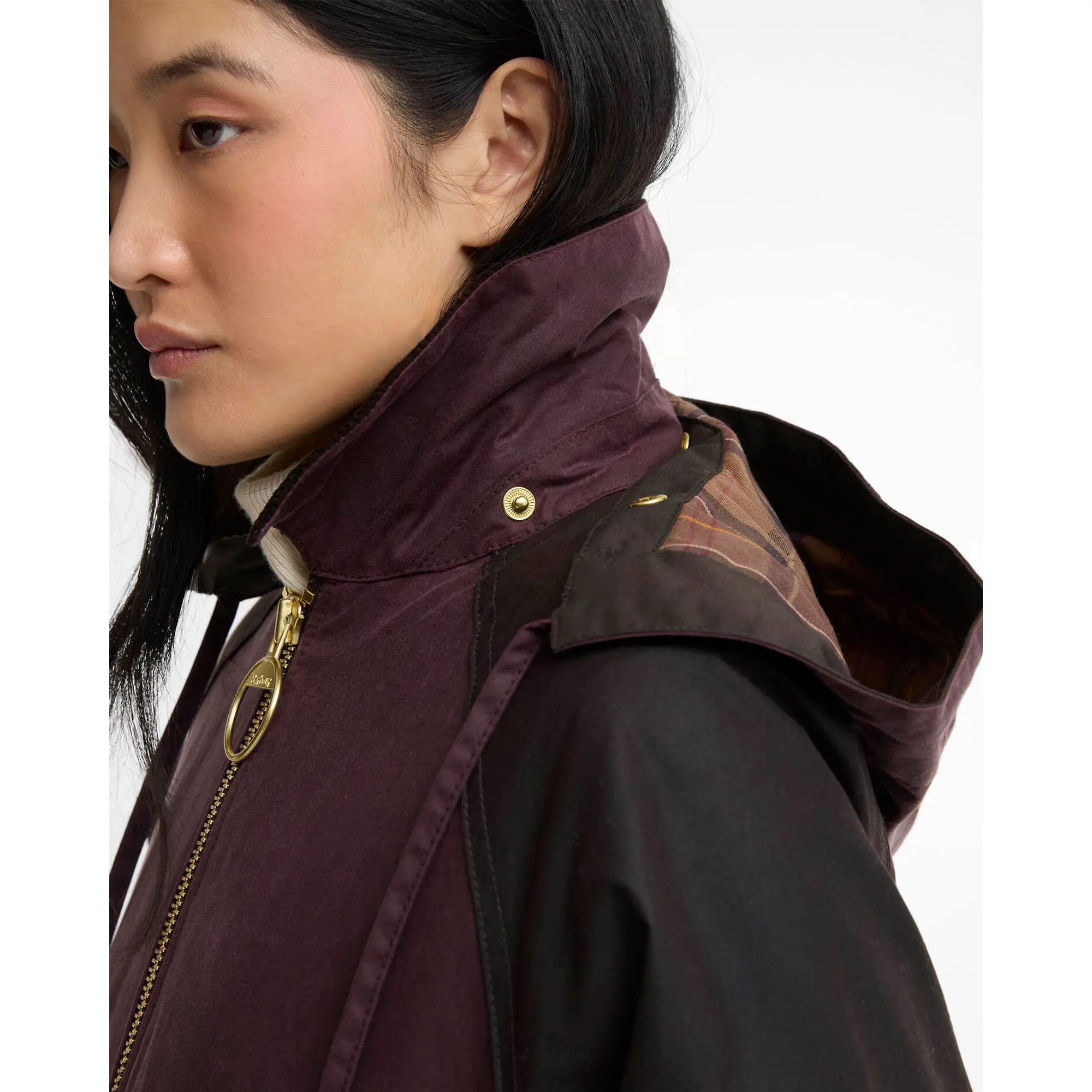 Product image 5 of 7 of Barbour Women's Carville Waxed Jacket - Rustic / Bordeaux / Muted