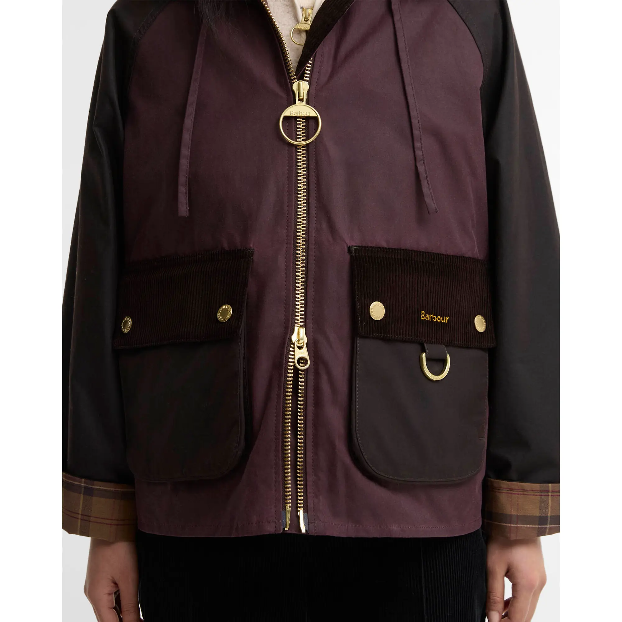 Product image 6 of 7 of Barbour Women's Carville Waxed Jacket - Rustic / Bordeaux / Muted