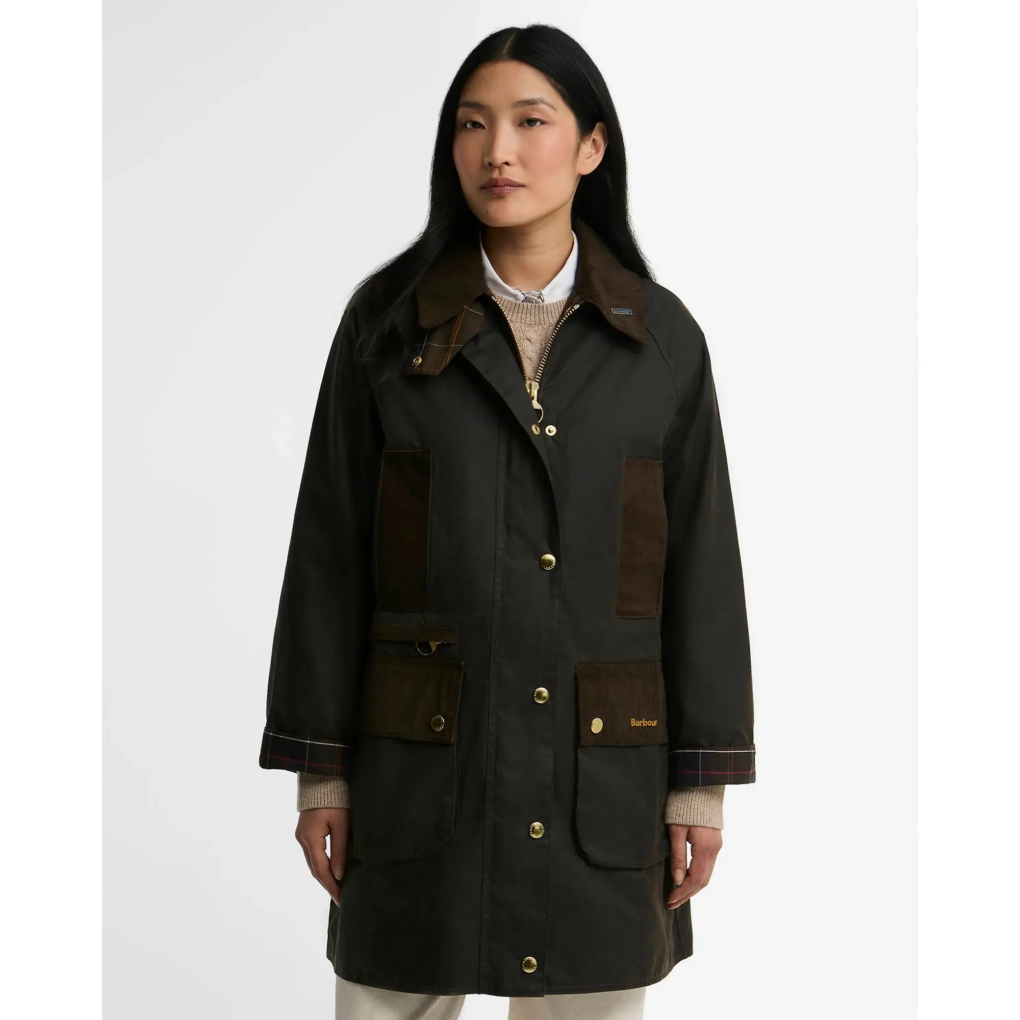 Product image 2 of 7 of Barbour Women's Icons Modern Beaufort Waxed Jacket - Olive / Classic