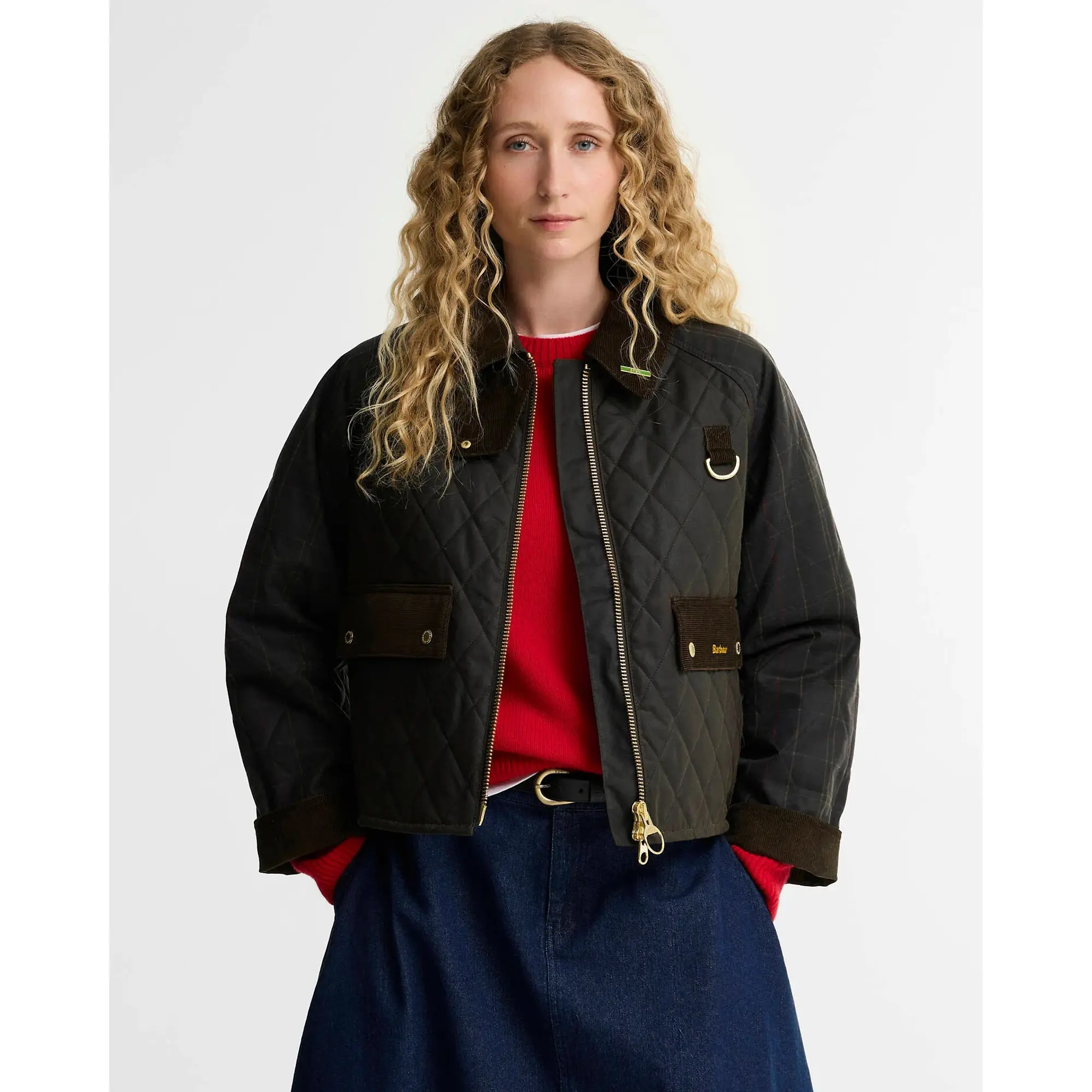 Product image 2 of 7 of Barbour Women's Tartan Reimagined Icons Tartan Quilted Spey Waxed Jacket - Olive / Classic