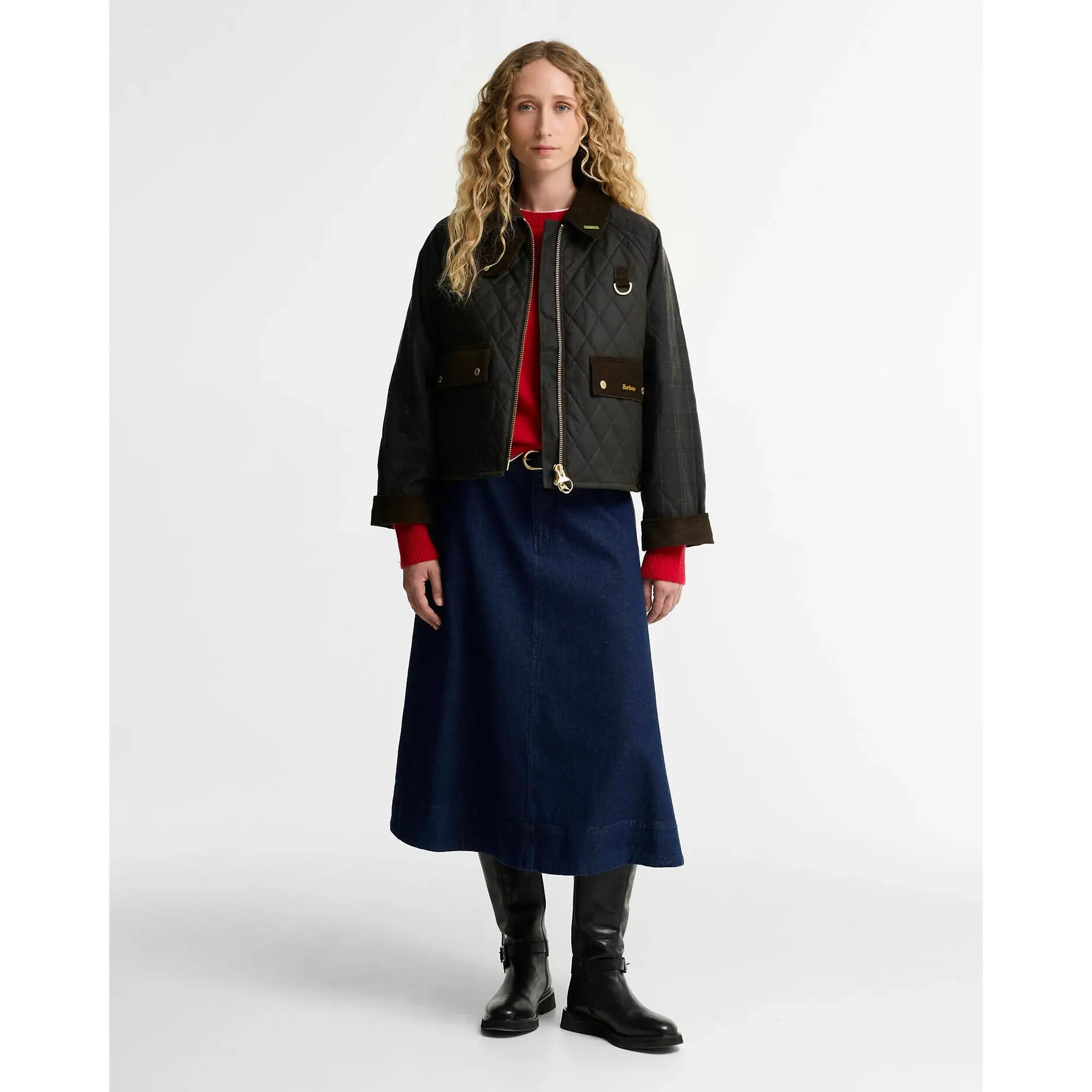 Product image 3 of 7 of Barbour Women's Tartan Reimagined Icons Tartan Quilted Spey Waxed Jacket - Olive / Classic