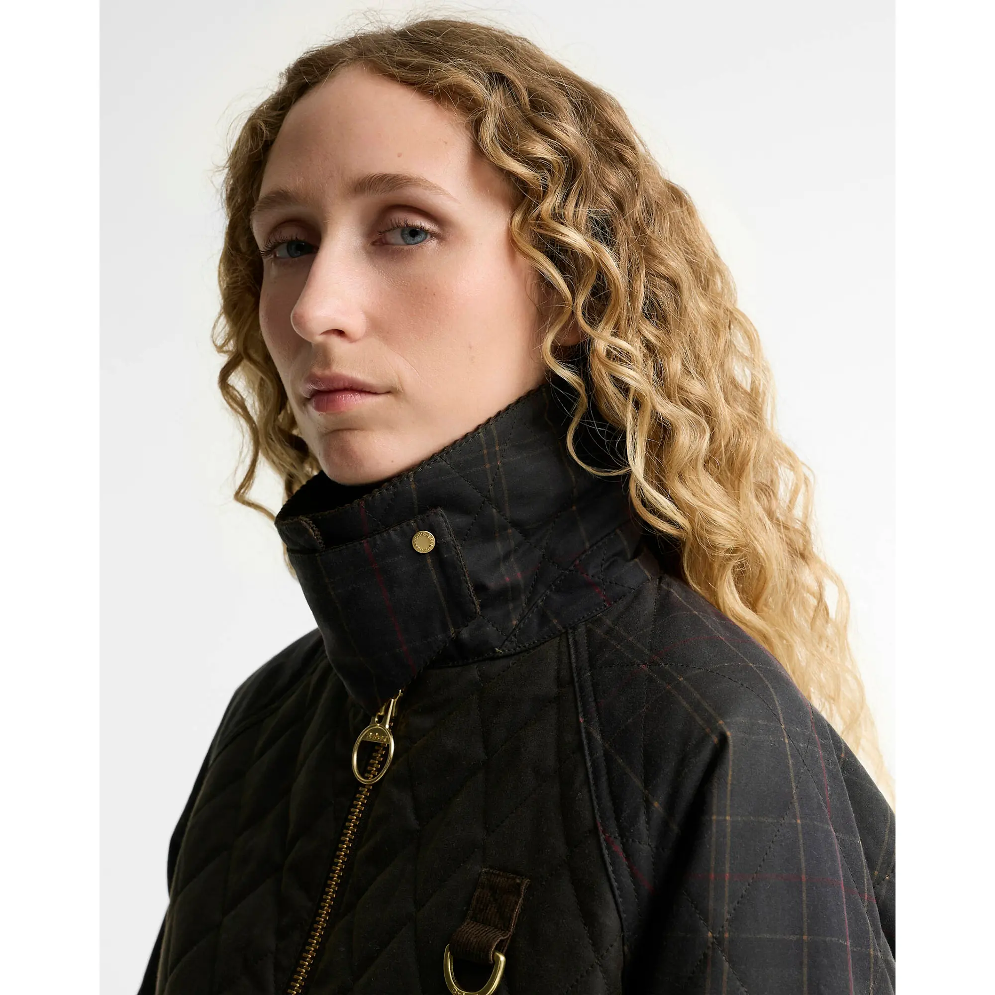 Product image 5 of 7 of Barbour Women's Tartan Reimagined Icons Tartan Quilted Spey Waxed Jacket - Olive / Classic