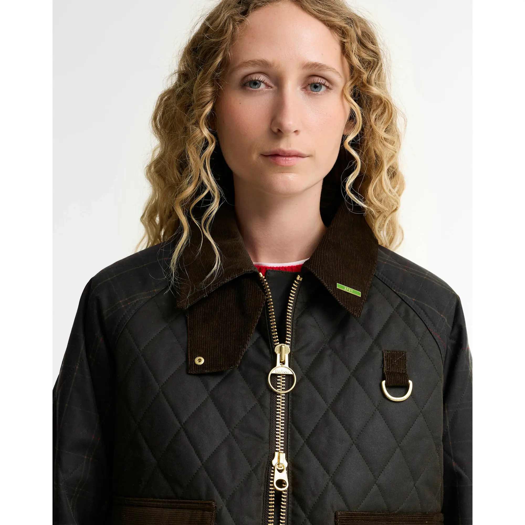 Product image 6 of 7 of Barbour Women's Tartan Reimagined Icons Tartan Quilted Spey Waxed Jacket - Olive / Classic