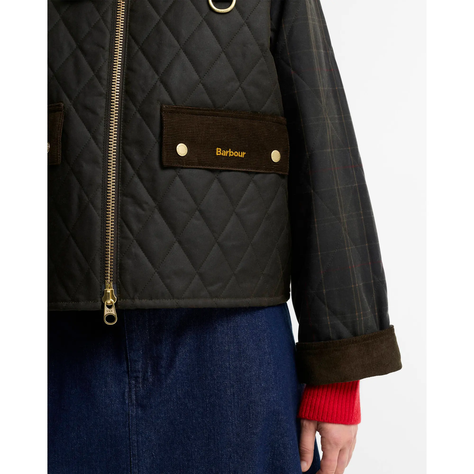 Product image 7 of 7 of Barbour Women's Tartan Reimagined Icons Tartan Quilted Spey Waxed Jacket - Olive / Classic