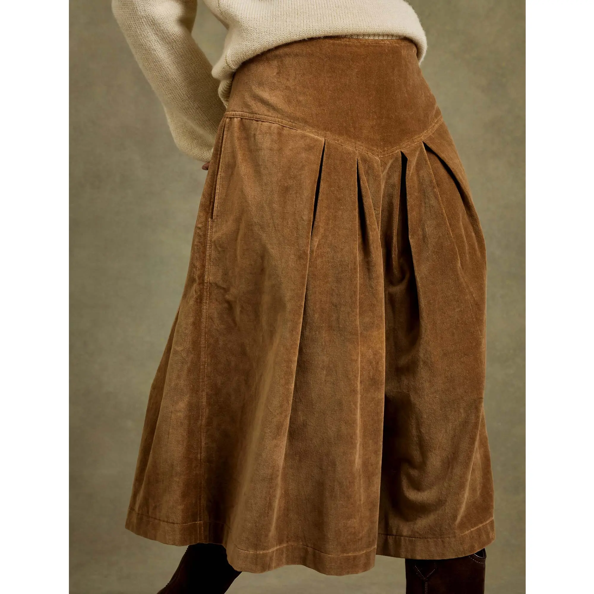 Product image 4 of 8 of Penelope Chilvers Women's Lancaster Cotton Velvet Skirt - Tan