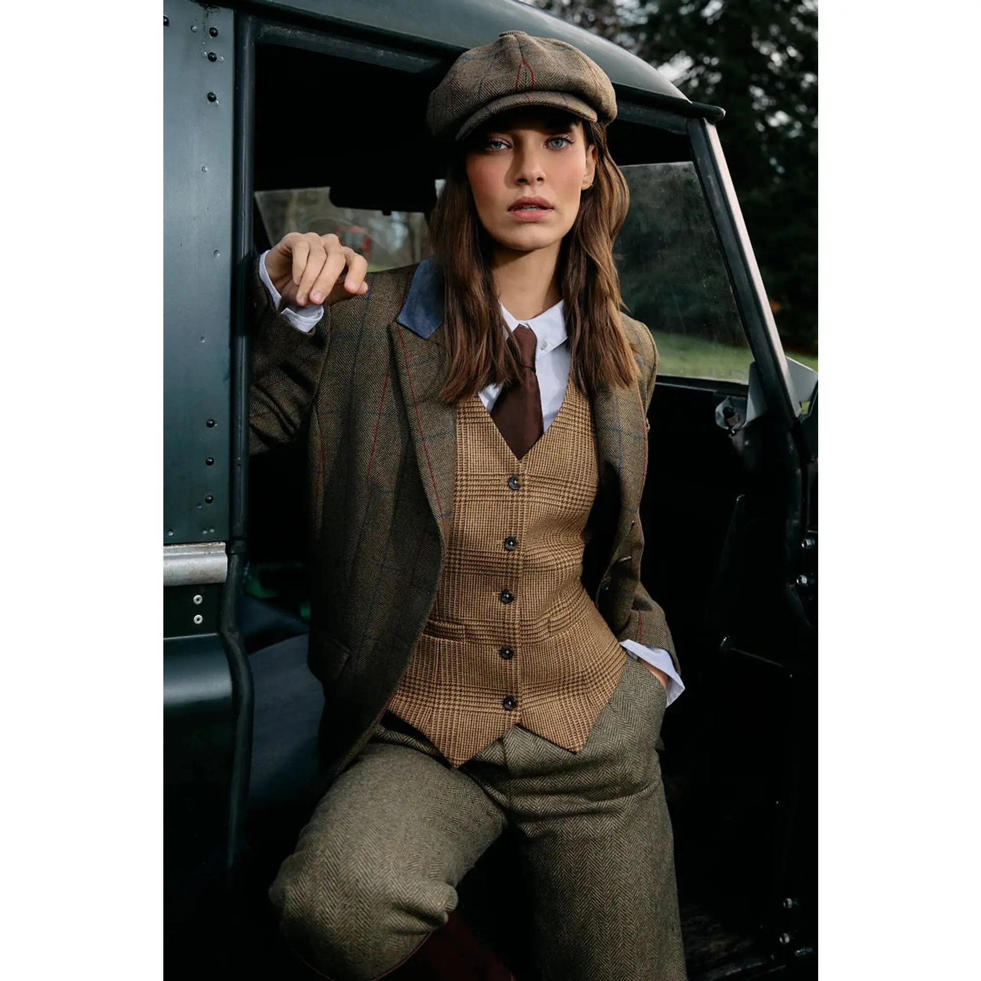Product image 2 of 4 of Holland Cooper Baker Boy Tweed Cap - Glen Green