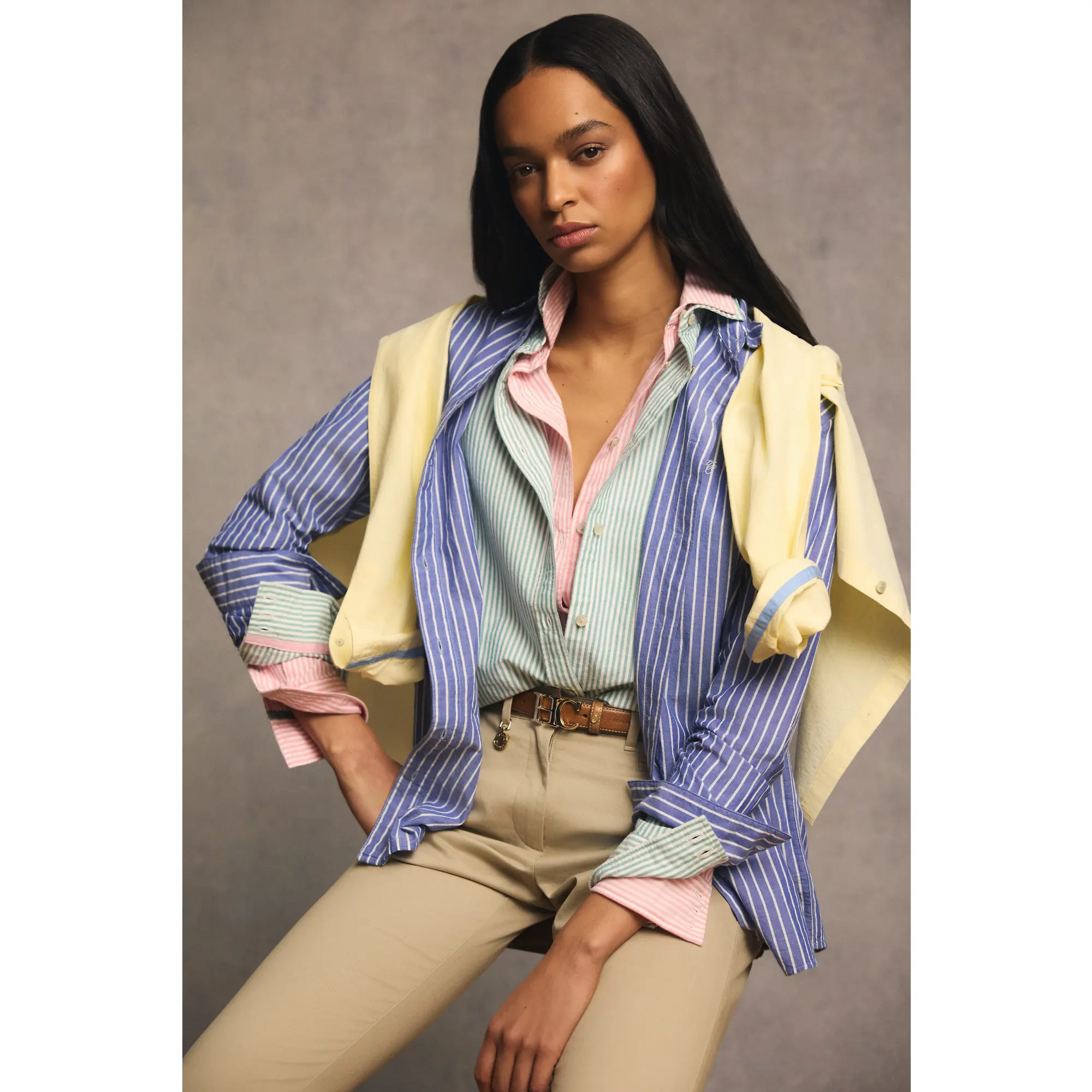 Product image 10 of 16 of Holland Cooper Women's Oxford Shirt - City Pink Stripe