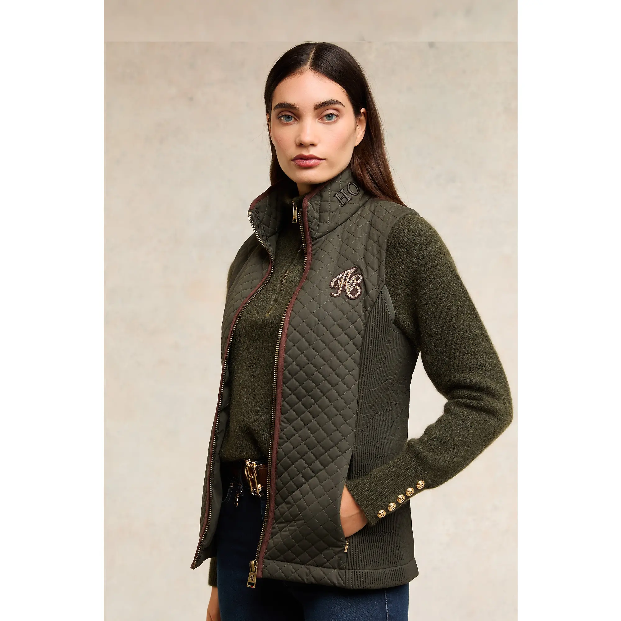 Product image 7 of 11 of Holland Cooper Women's Cambridge Gilet - Dark Olive