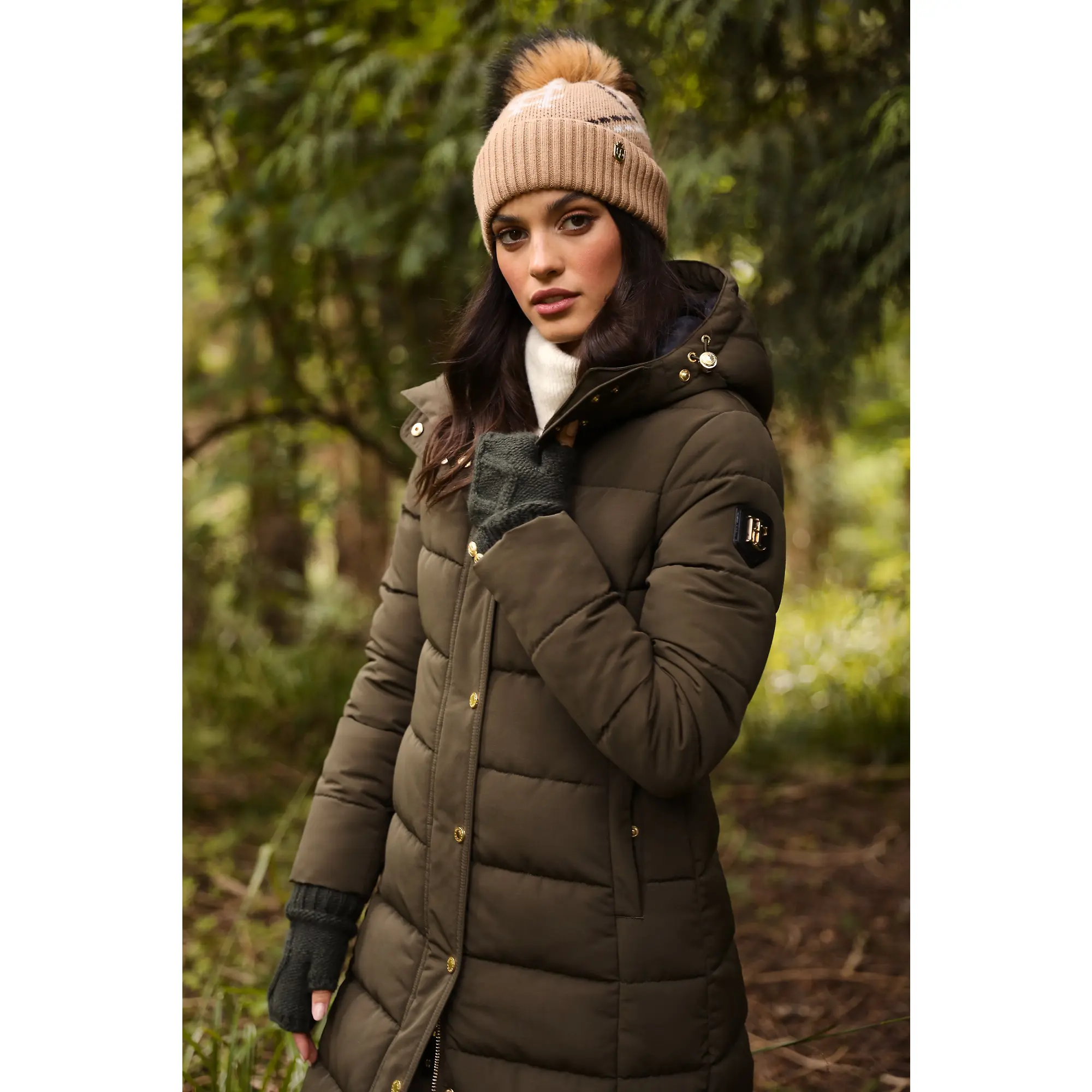 Product image 5 of 6 of Holland Cooper Women's Cortina Fingerless Gloves - Fern Green