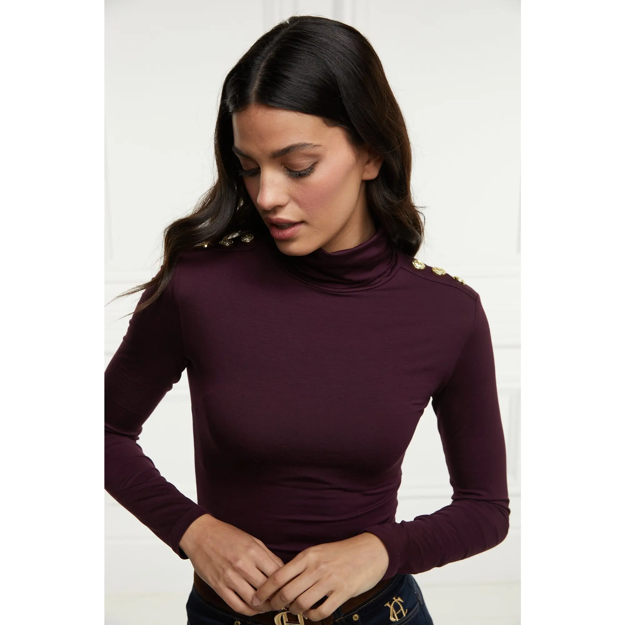 Product image 9 of 9 of Holland Cooper Women's Essential Roll Neck - Burgundy