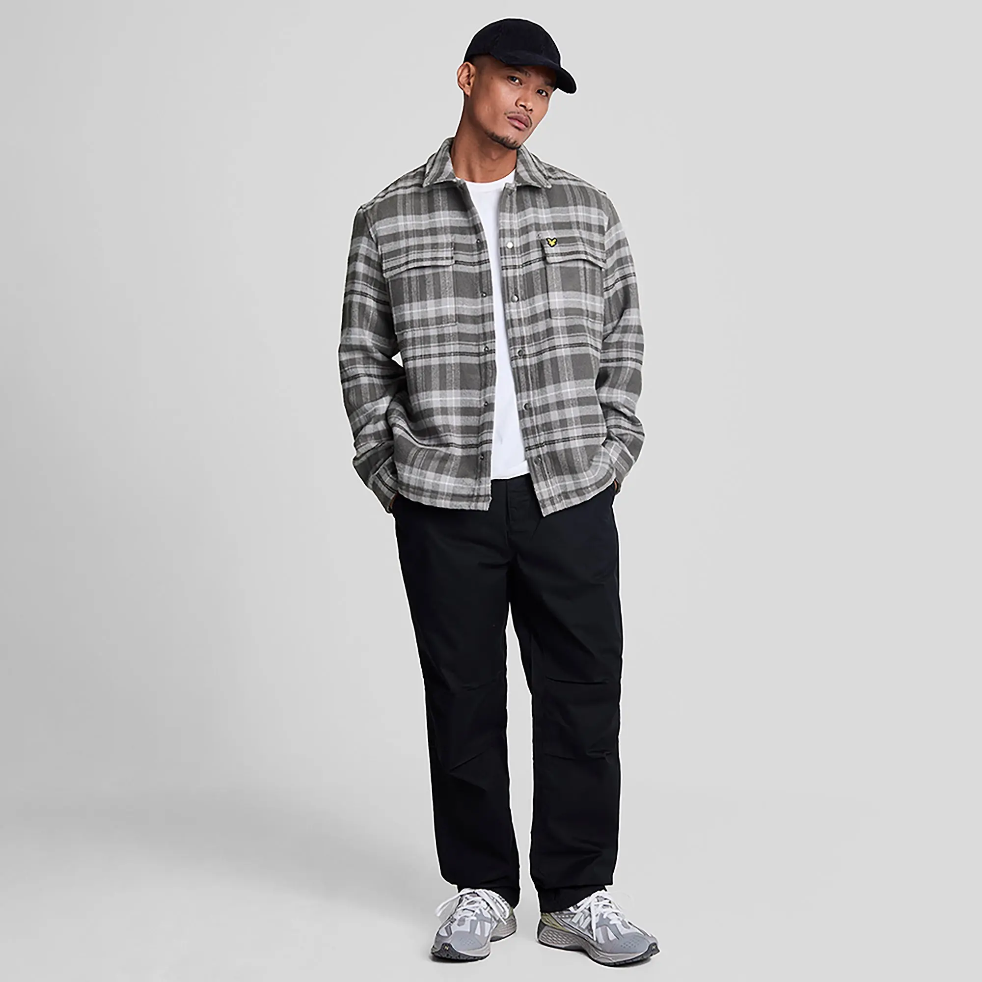 Product image 3 of 5 of Lyle & Scott Men's Brushed Tartan Overshirt - Warm Grey