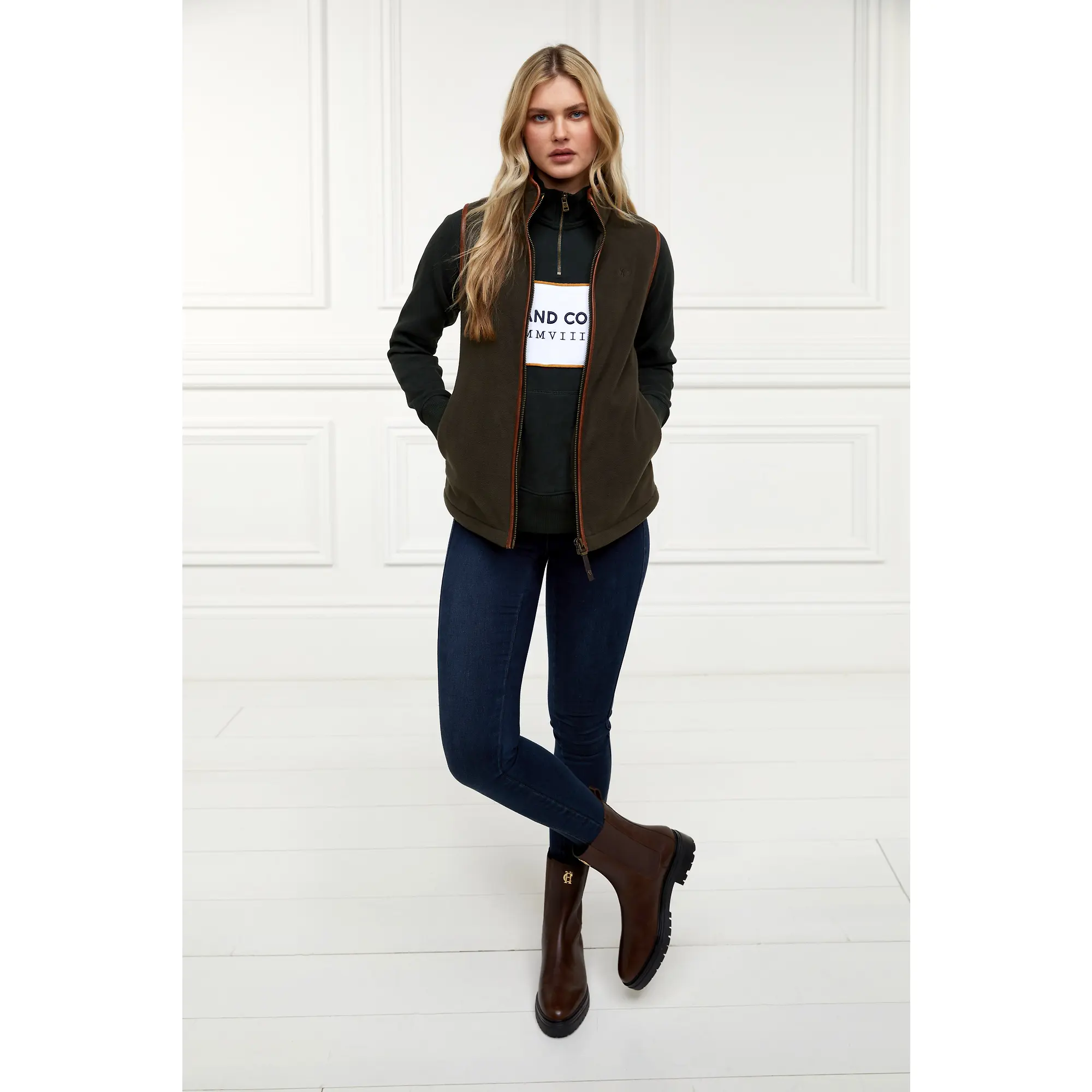 Product image 5 of 10 of Holland Cooper Women's Sporting Heritage Zip Henley - Racing Green