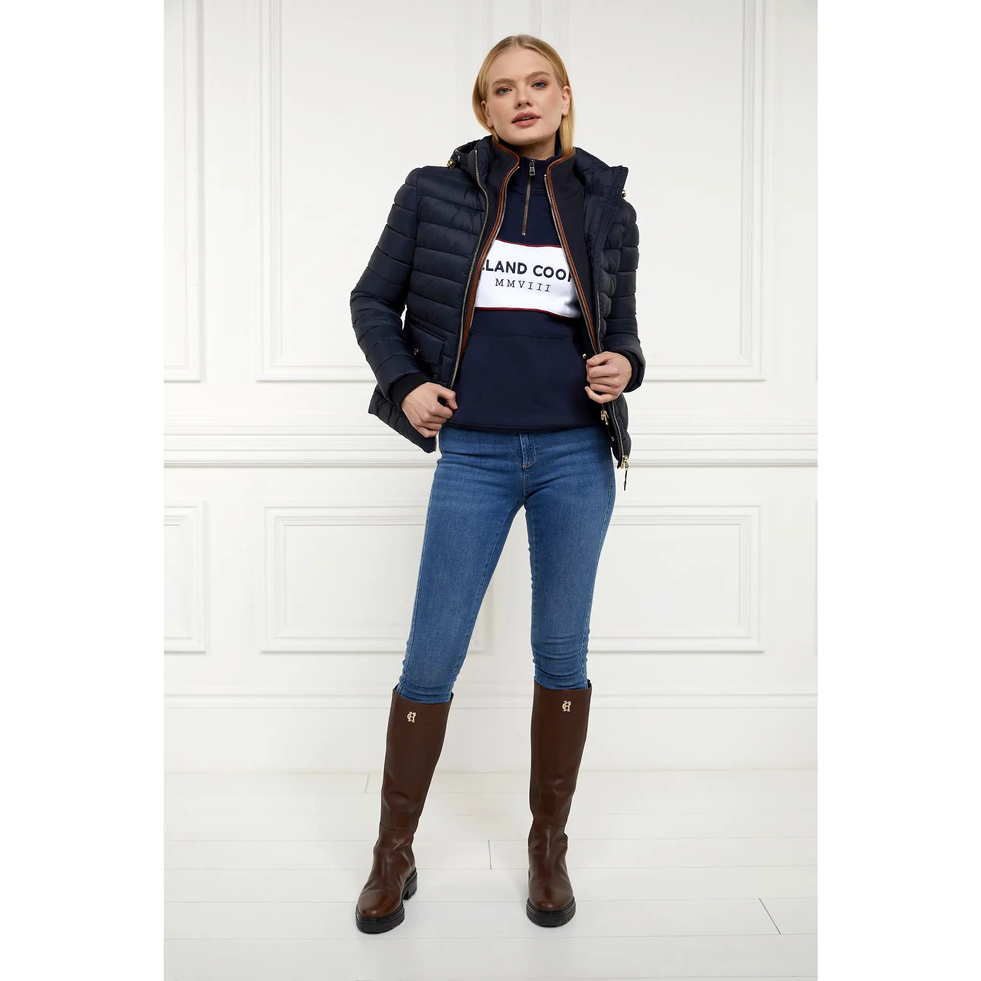 Product image 8 of 11 of Holland Cooper Women's Sporting Heritage Zip Henley - Ink Navy