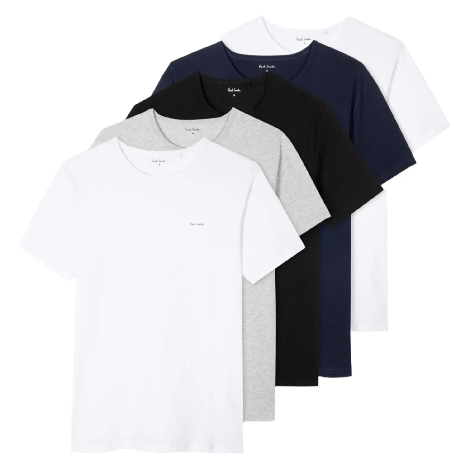 Product image 6 of 14 of Paul Smith Men's Organic Cotton Logo 5 Pack Lounge T-Shirts - Mixed