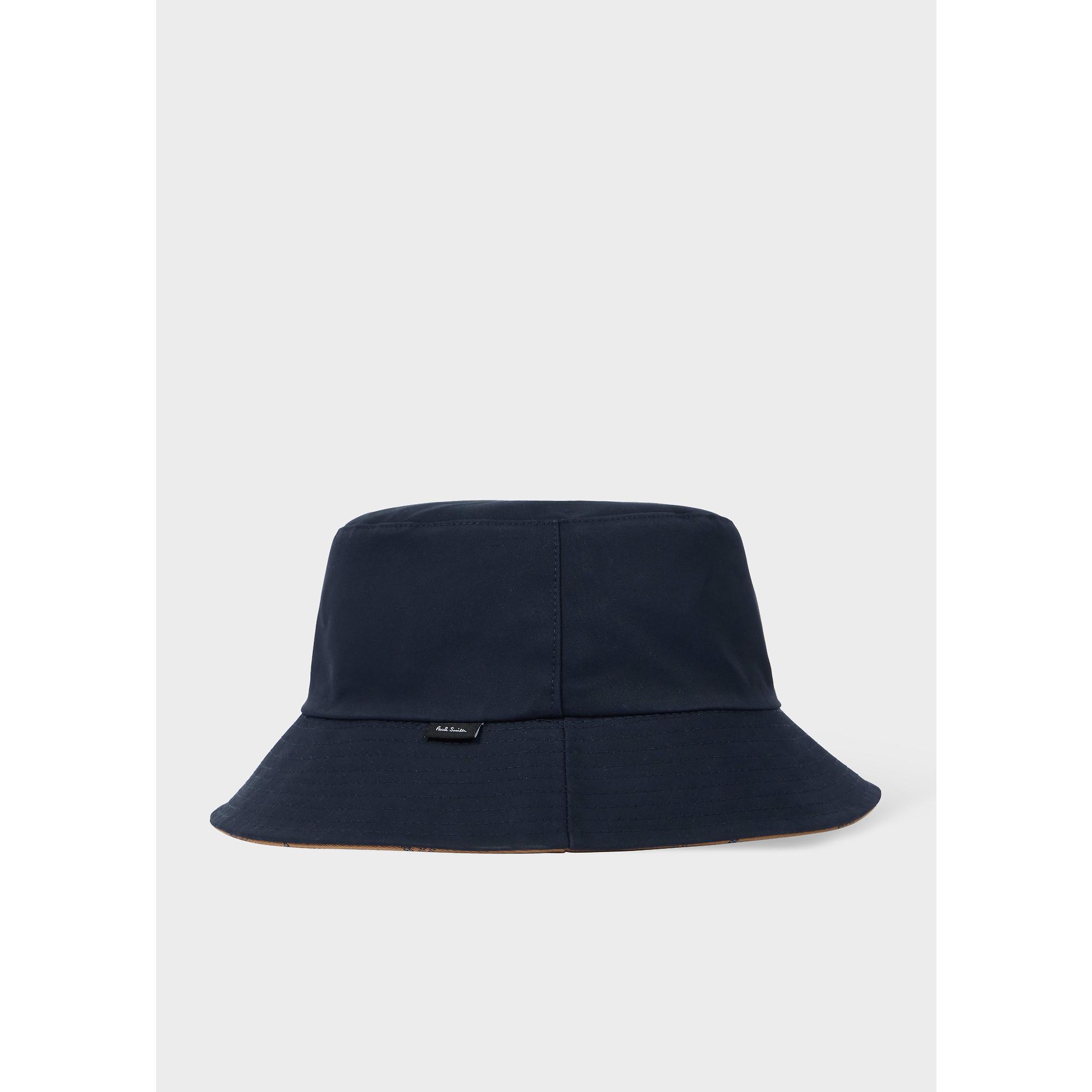Paul Smith Men's Reversible Cotton-Nylon Bucket Hat - Navy/Beige