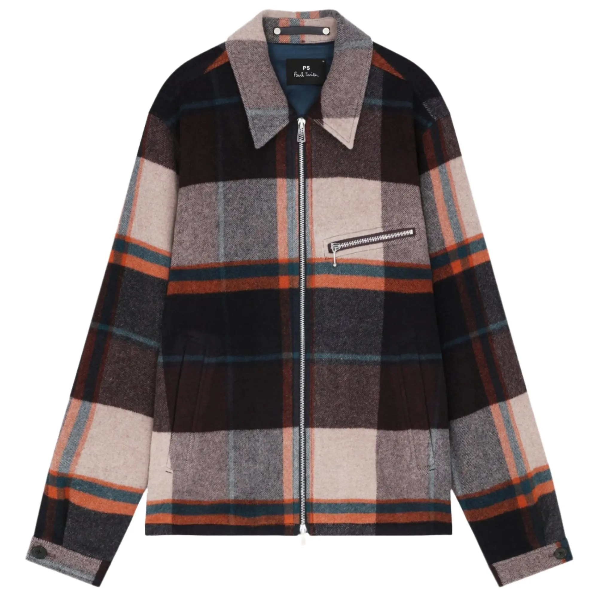 Product image 1 of 16 of Paul Smith Men's Wool-Blend Harrington Jacket - Ecru & Burgundy Check