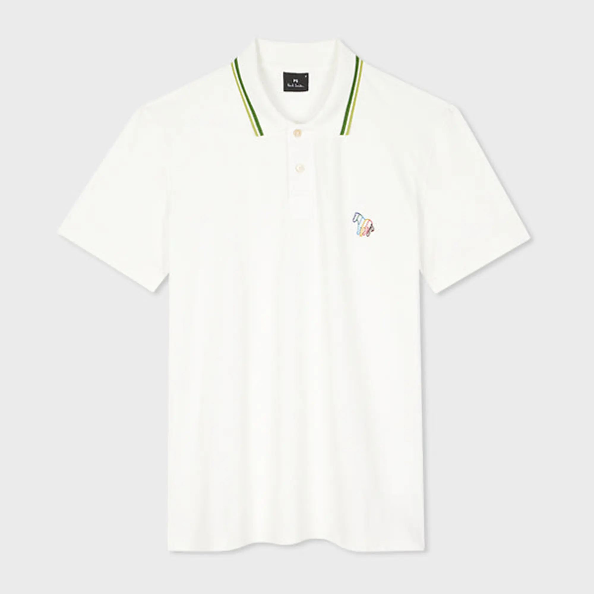 Product image 11 of 11 of Paul Smith Men's Regular Fit Stretch-Cotton 'Broad Stripe Zebra' Polo Shirt  - White