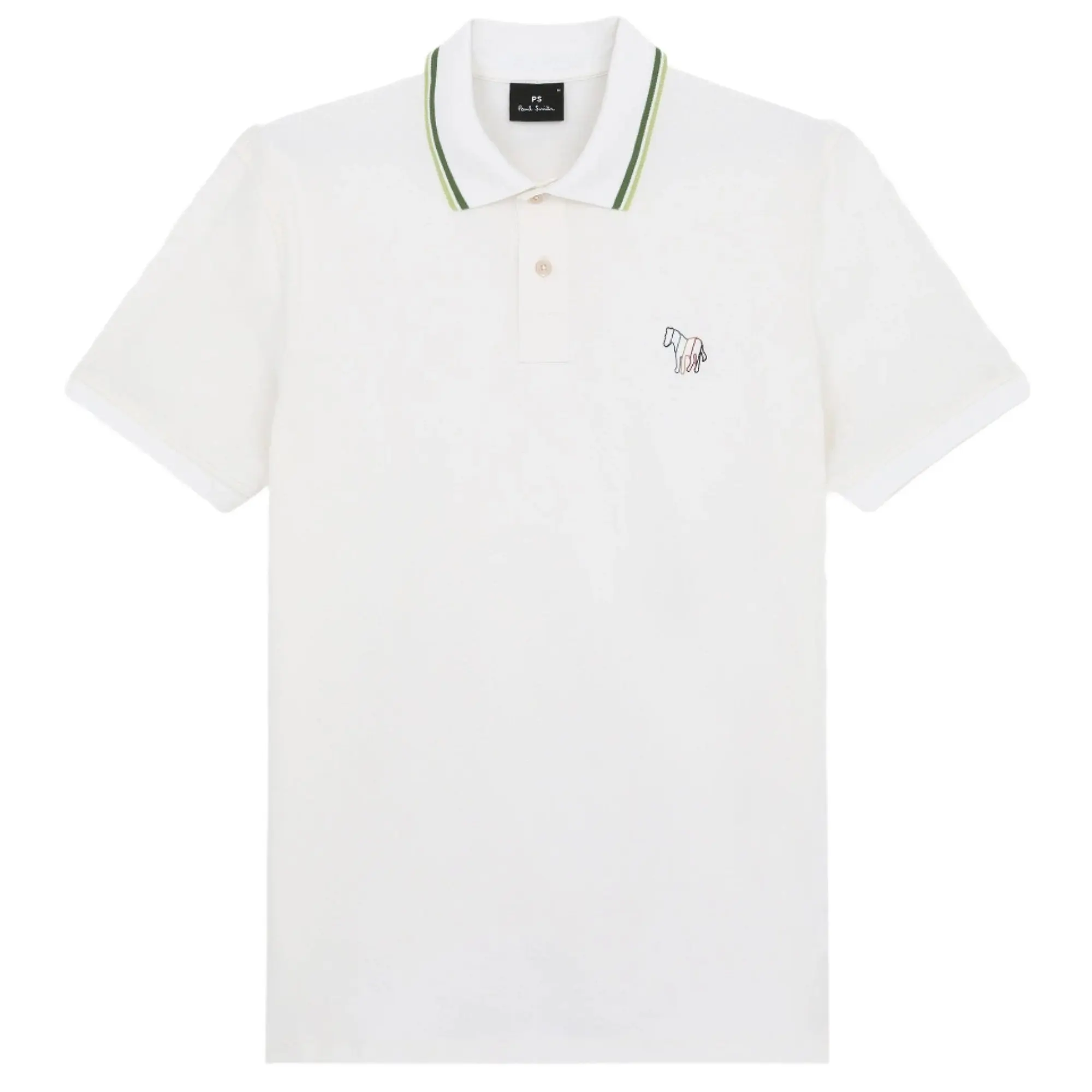 Product image 1 of 11 of Paul Smith Men's Regular Fit Stretch-Cotton 'Broad Stripe Zebra' Polo Shirt  - White