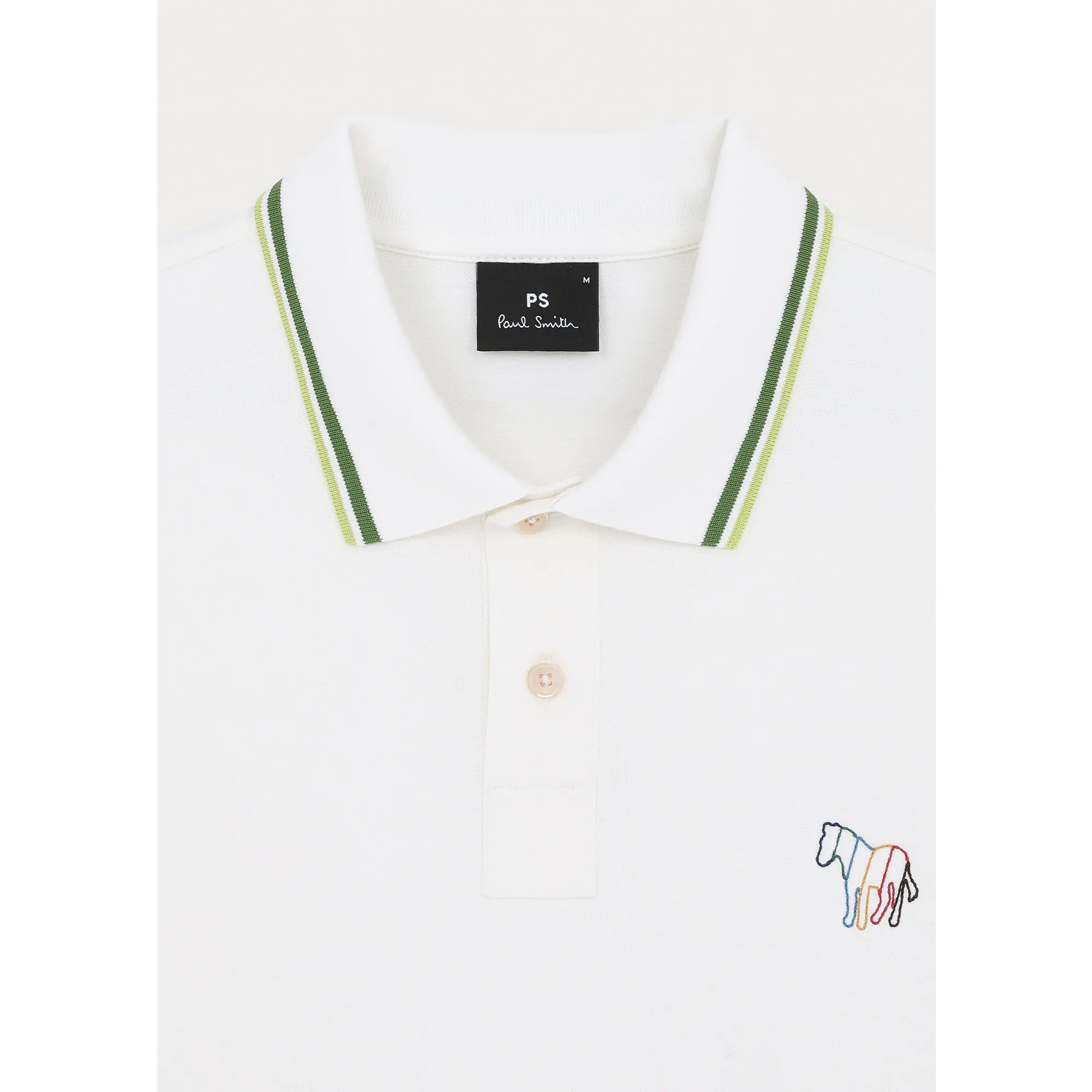 Product image 7 of 11 of Paul Smith Men's Regular Fit Stretch-Cotton 'Broad Stripe Zebra' Polo Shirt  - White
