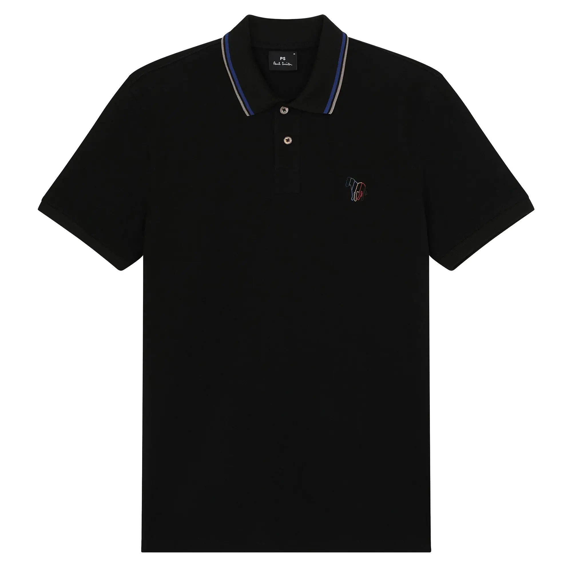Product image 1 of 5 of Paul Smith Men's Regular Fit Stretch-Cotton 'Broad Stripe Zebra' Polo Shirt - Black