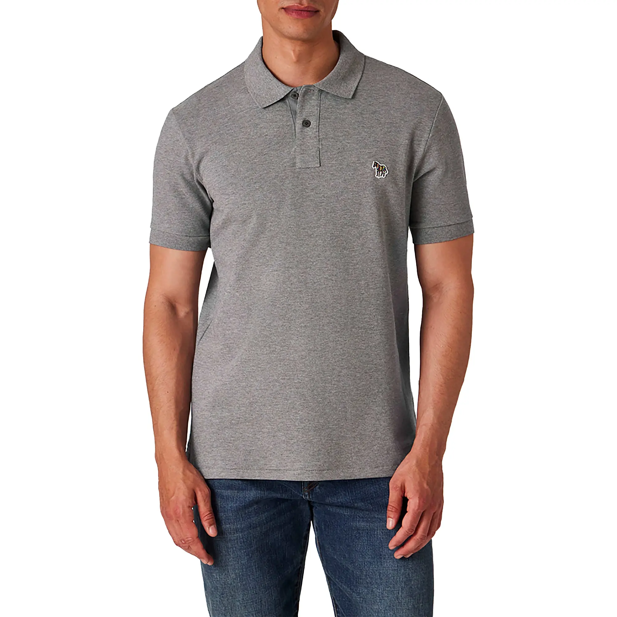 Product image 2 of 6 of PS By Paul Smith Men's Cotton-Piqué Zebra Logo Polo Shirt - Grey Melange