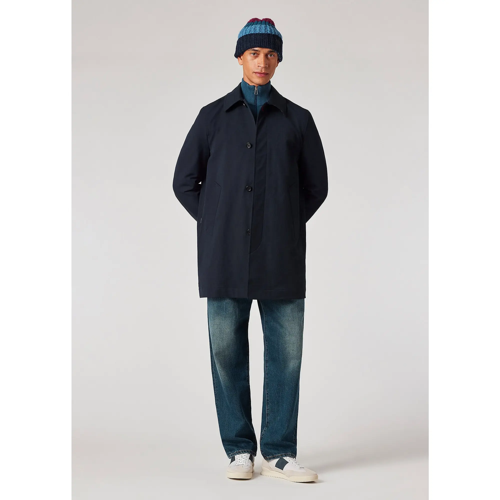 Product image 4 of 15 of Paul Smith Men's Cotton-Blend Mac Coat - Navy