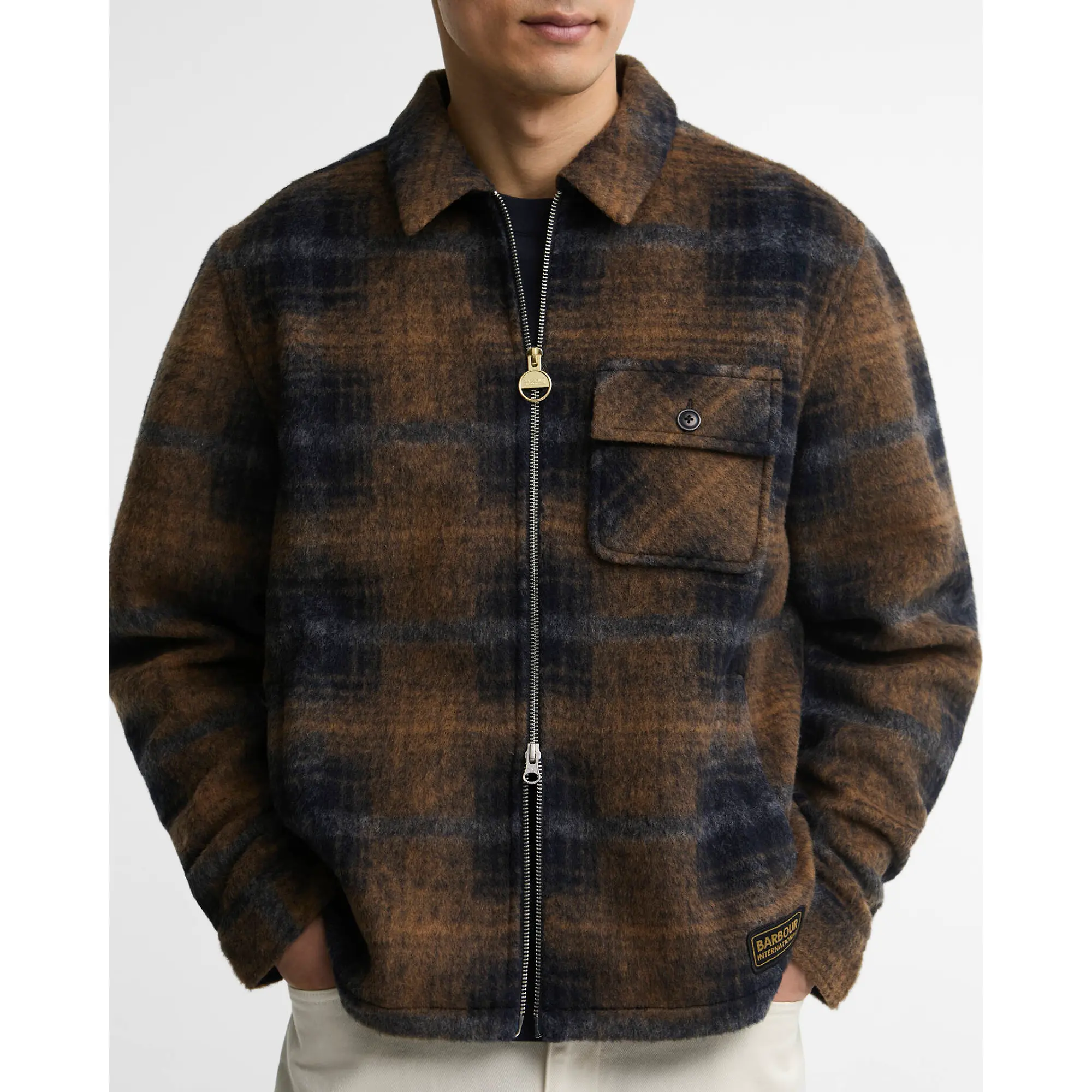Product image 5 of 6 of Barbour International Men's Oswald Wool-Blend Overshirt - Navy