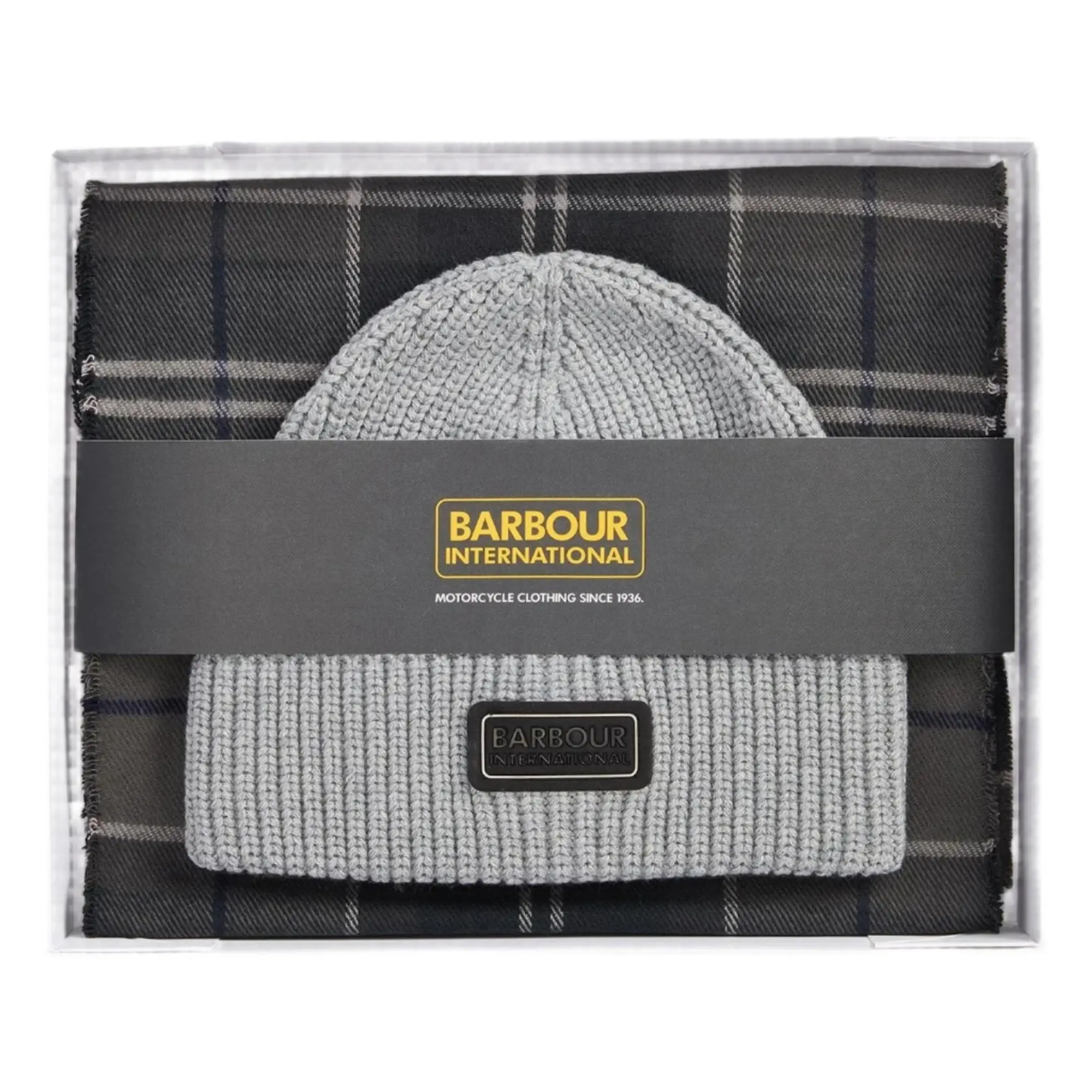 Product image 1 of 5 of Barbour International Men's Sweeper Beanie and Scarf Gift Set - Grey