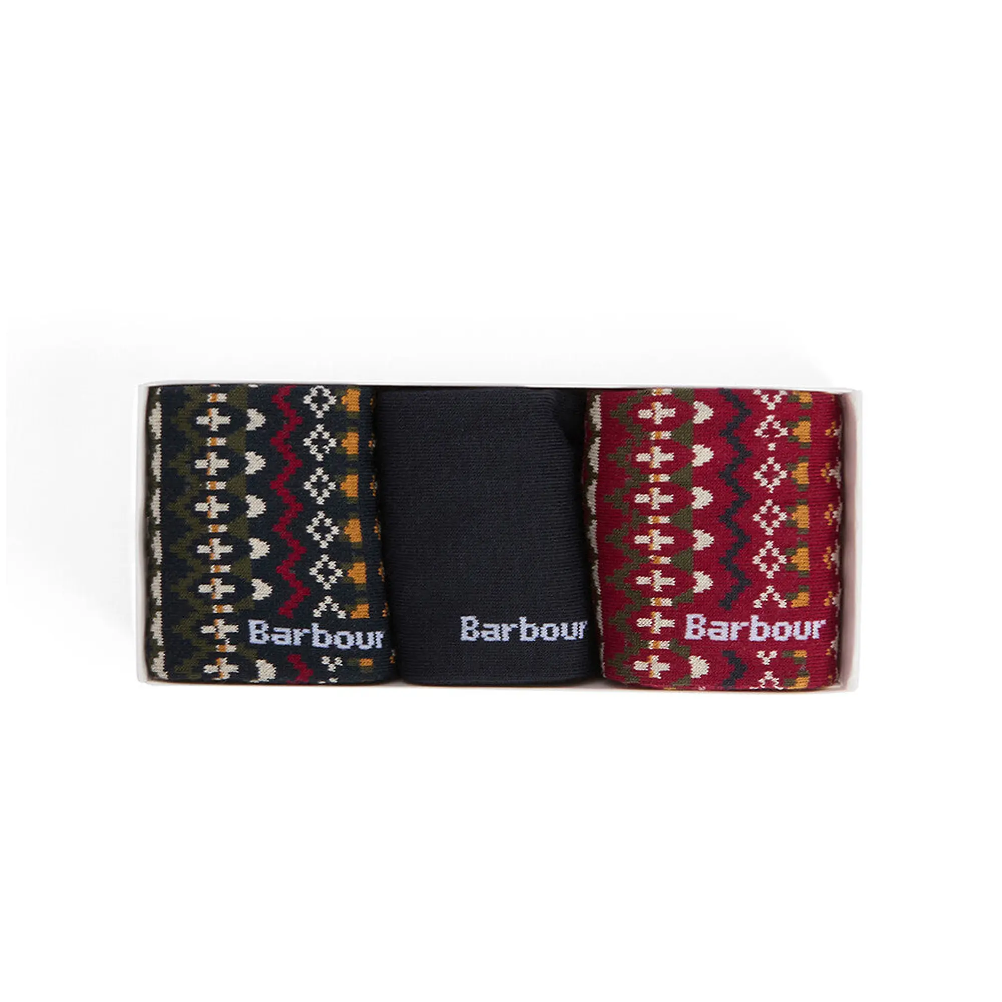 Product image 4 of 4 of Barbour Men's Marlow Fair Isle 3 Pack Sock Gift Box - Olive