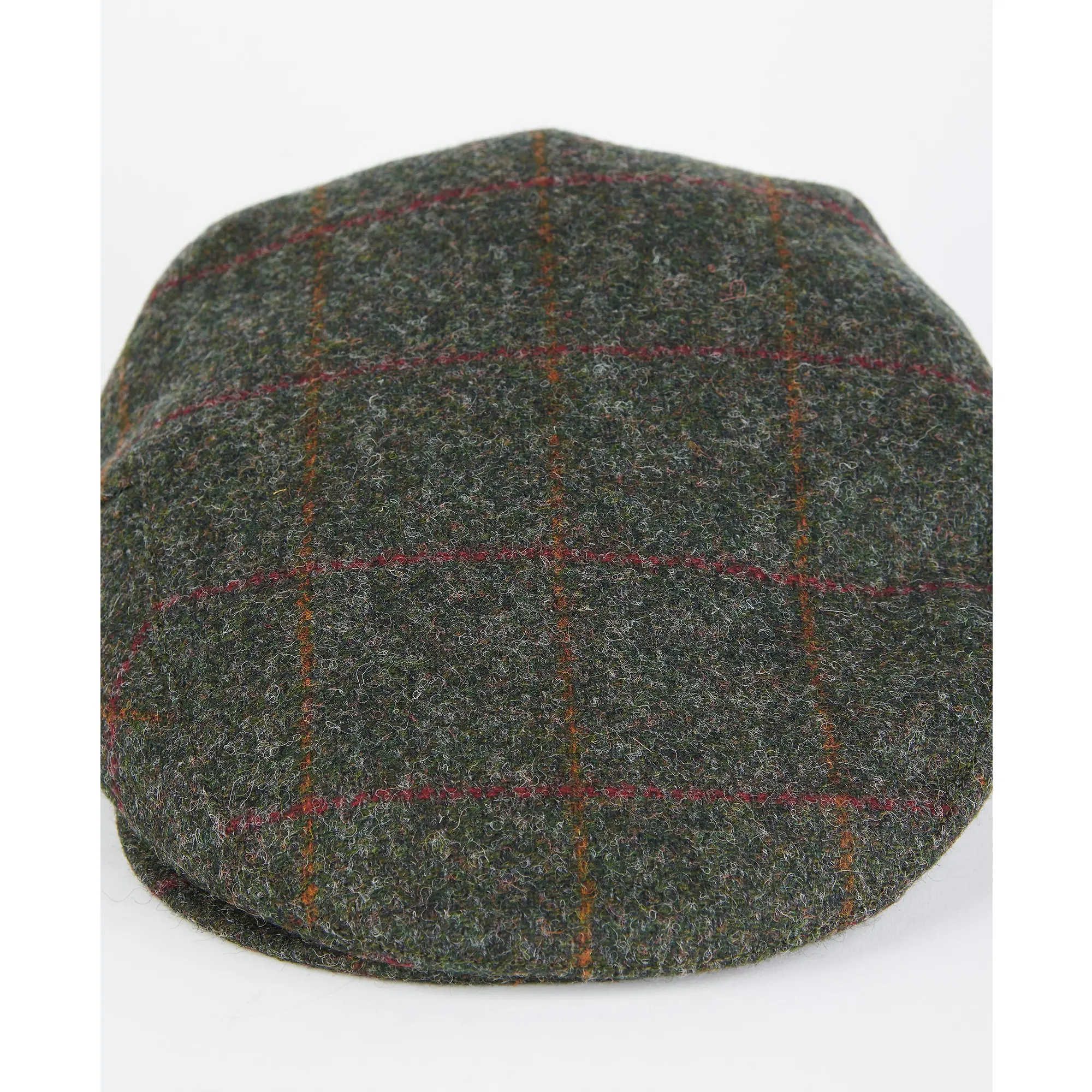 Product image 3 of 4 of Barbour Men's Crieff Flat Cap - Olive/Red Overcheck