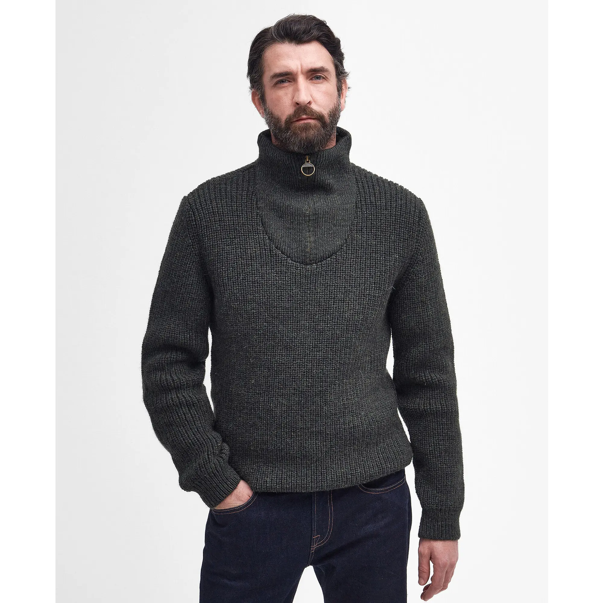 Product image 2 of 7 of Barbour Men's New Tyne Half Zip Sweater - Olive