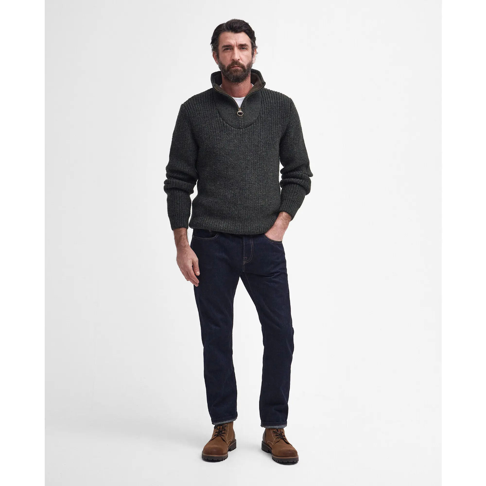 Product image 3 of 7 of Barbour Men's New Tyne Half Zip Sweater - Olive