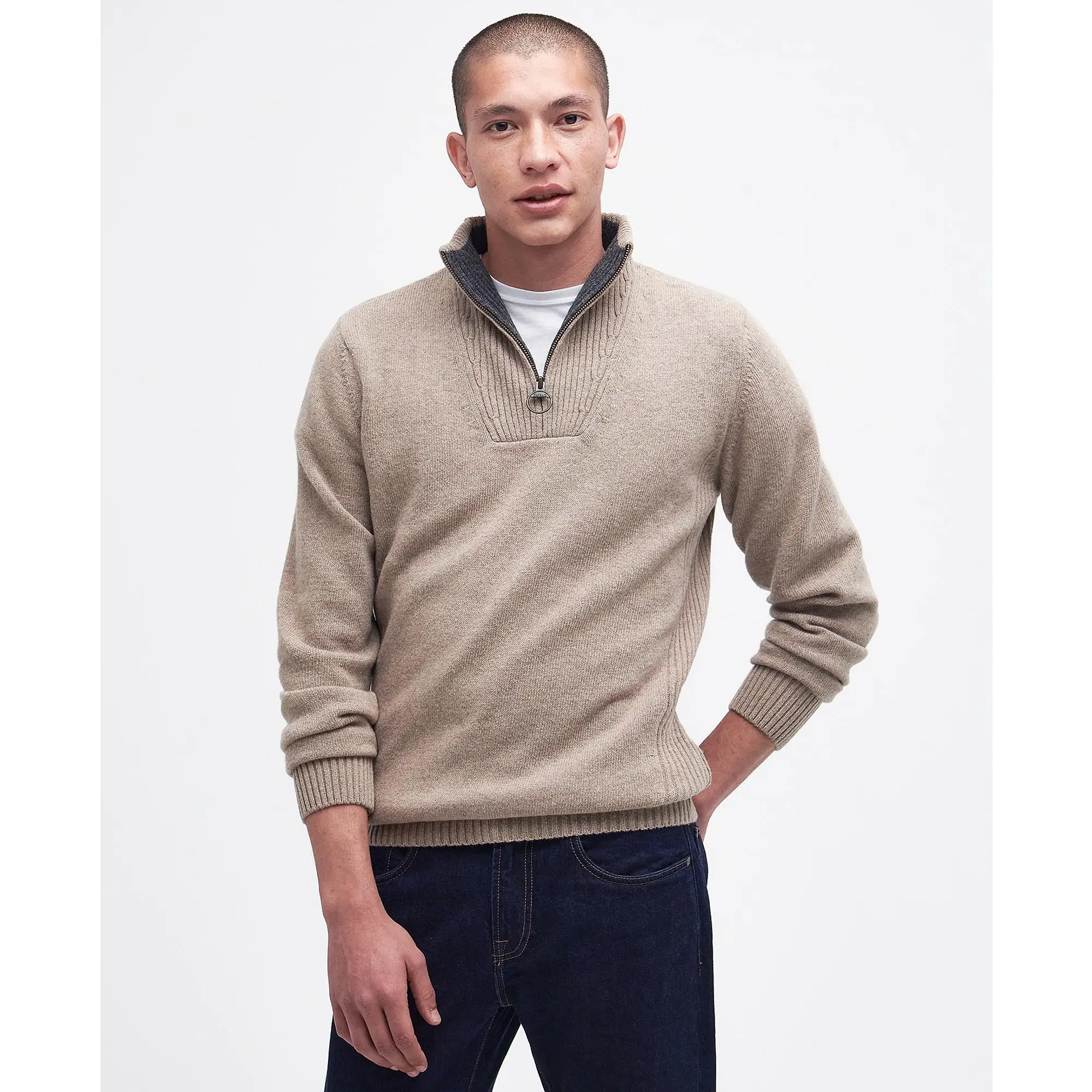 Product image 3 of 6 of Barbour Men's Nelson Half Zip Sweater - Stone