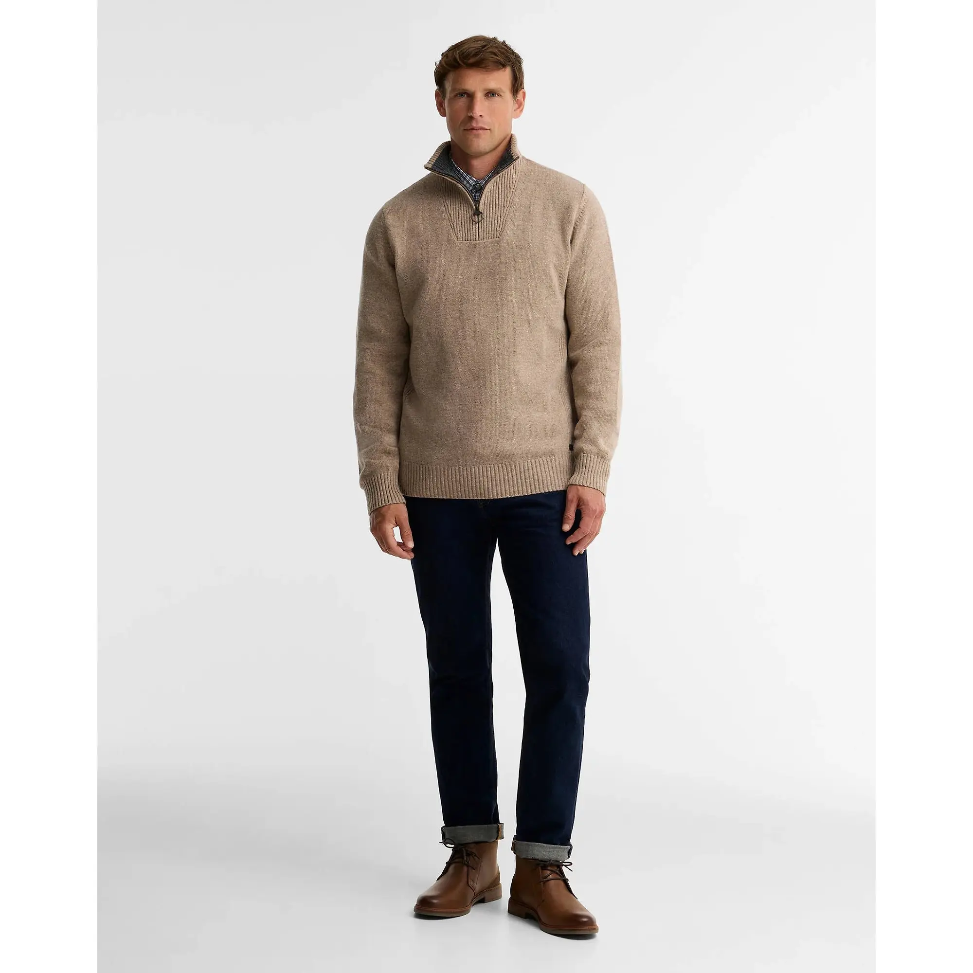 Product image 3 of 6 of Barbour Men's Nelson Essential Quarter-Zip Jumper - Stone